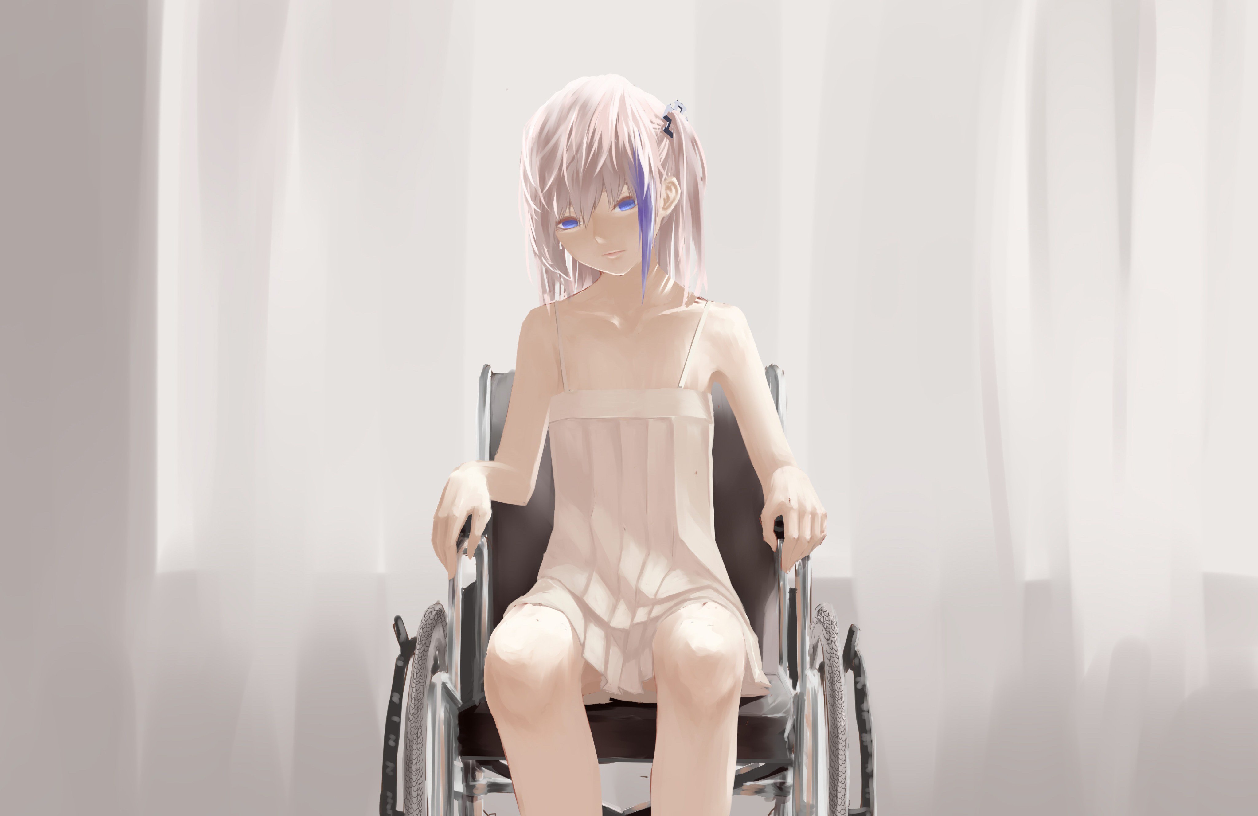 KREA - girl on wheelchair is gently pushed by a man, sunset sky in  background, beach landscape, illustration concept art anime key visual  trending pixiv fanbox by wlop and greg rutkowski and