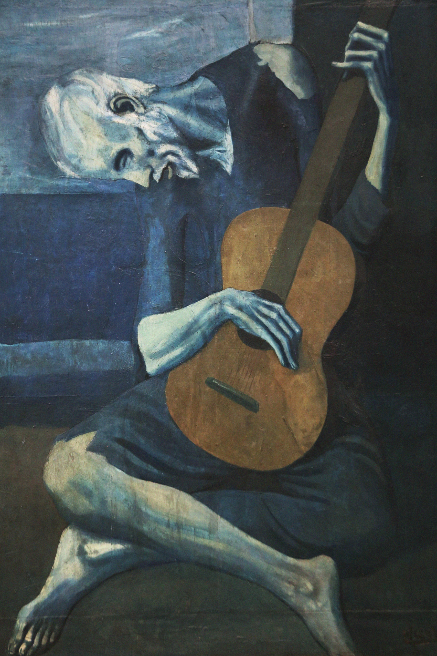 General 1707x2560 painting artwork guitar guitarist Pablo Picasso blue old people modern