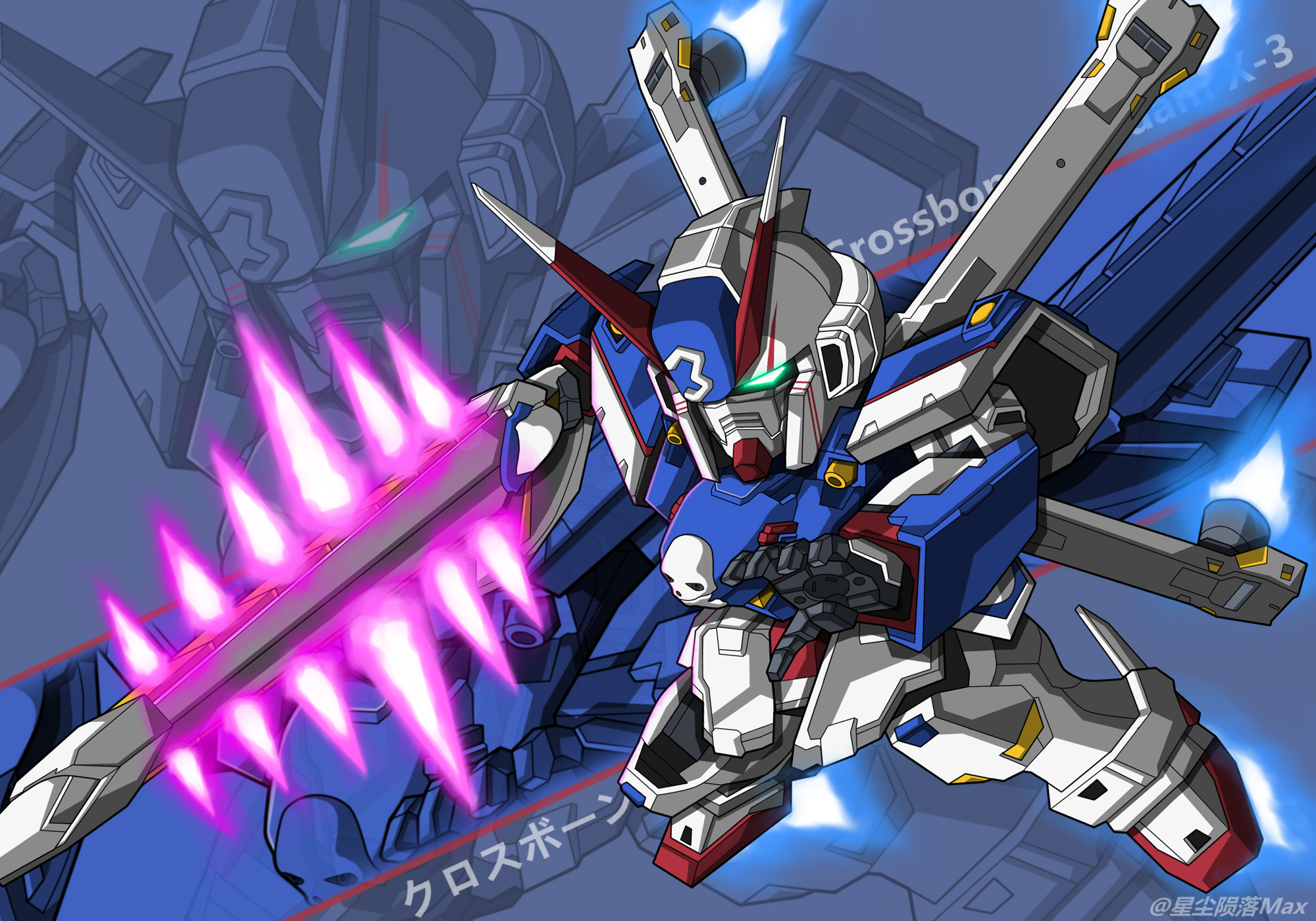 Anime 2000x1400 anime mechs Gundam Mobile Suit Crossbone Gundam Crossbone Gundam X-3 Super Robot Taisen artwork digital art fan art