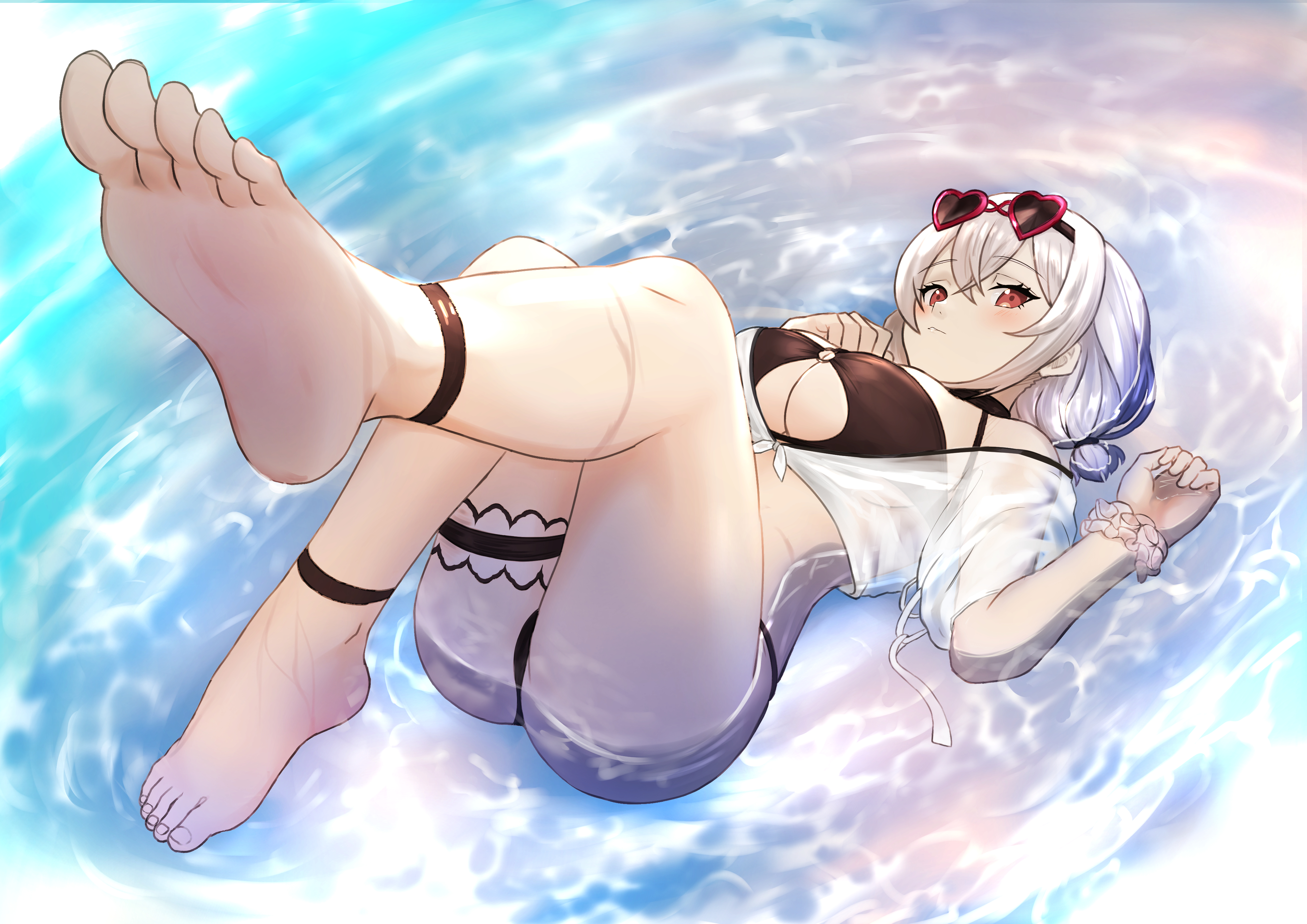 Anime 4093x2894 Art Itou Azur Lane Sirius (Azur Lane) anime anime girls legs ass feet barefoot water wet bikini