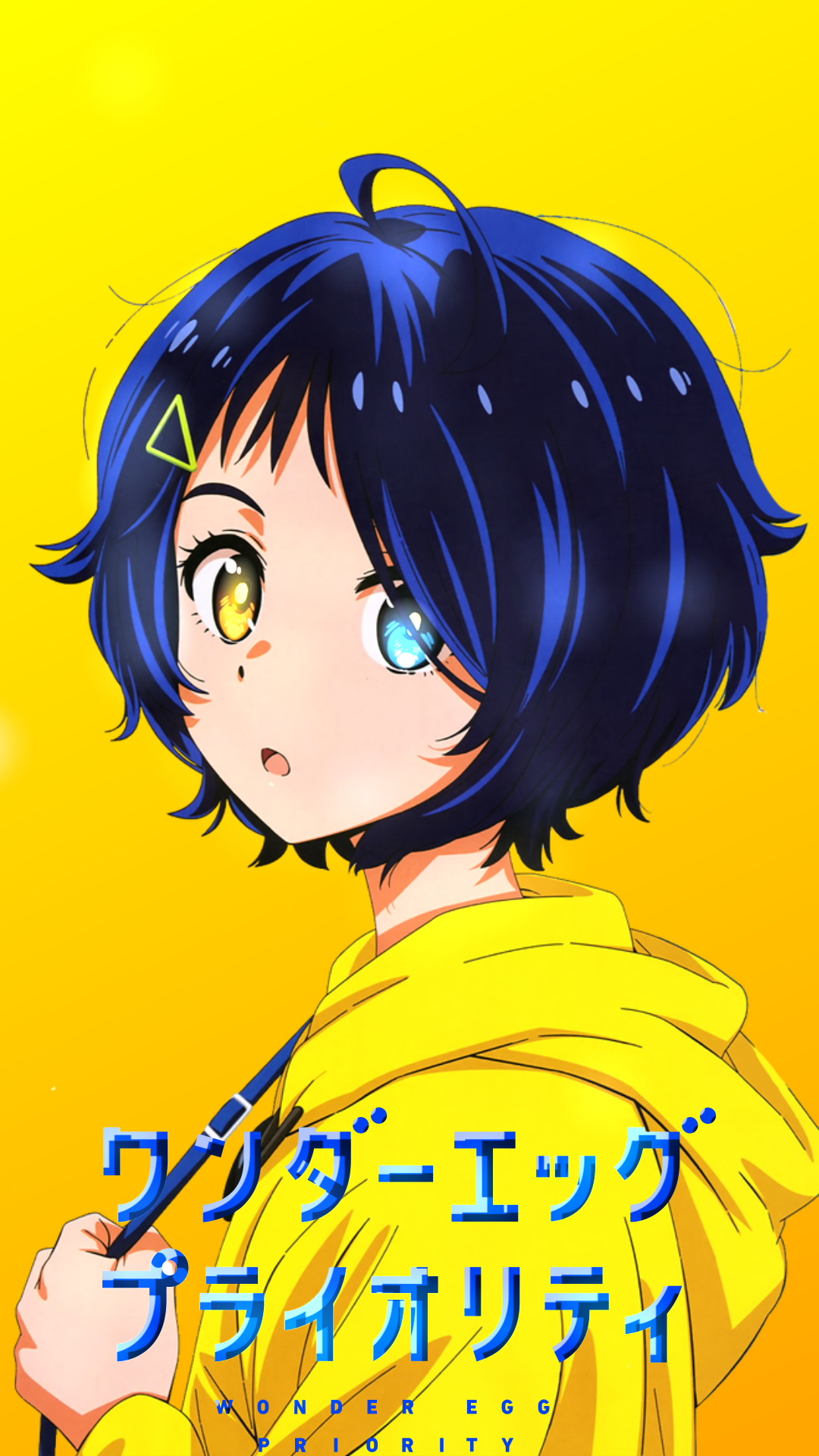 Anime 1080x1920 anime anime girls wonder egg priority short hair dark hair heterochromia open mouth looking at viewer