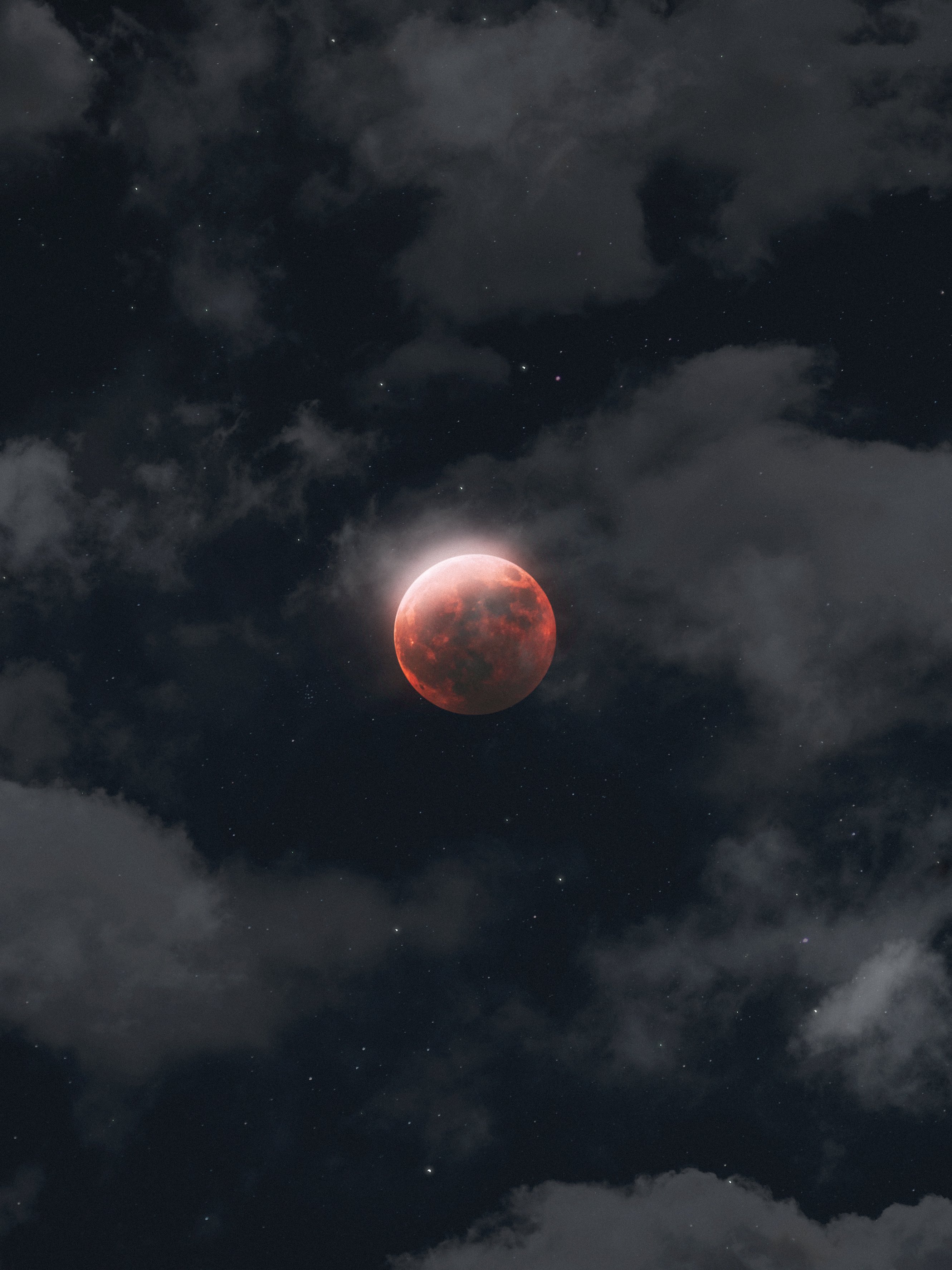 General 2661x3548 nature Moon clouds stars red moon vertical portrait display Blood moon noise