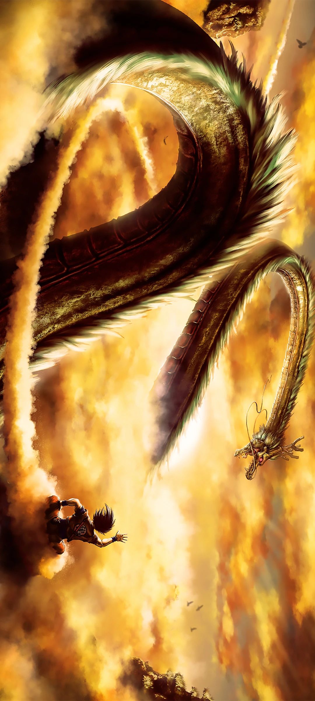 Anime 1080x2400 Dragon Ball anime artwork dragon Chinese dragon creature sky orange sky sunlight