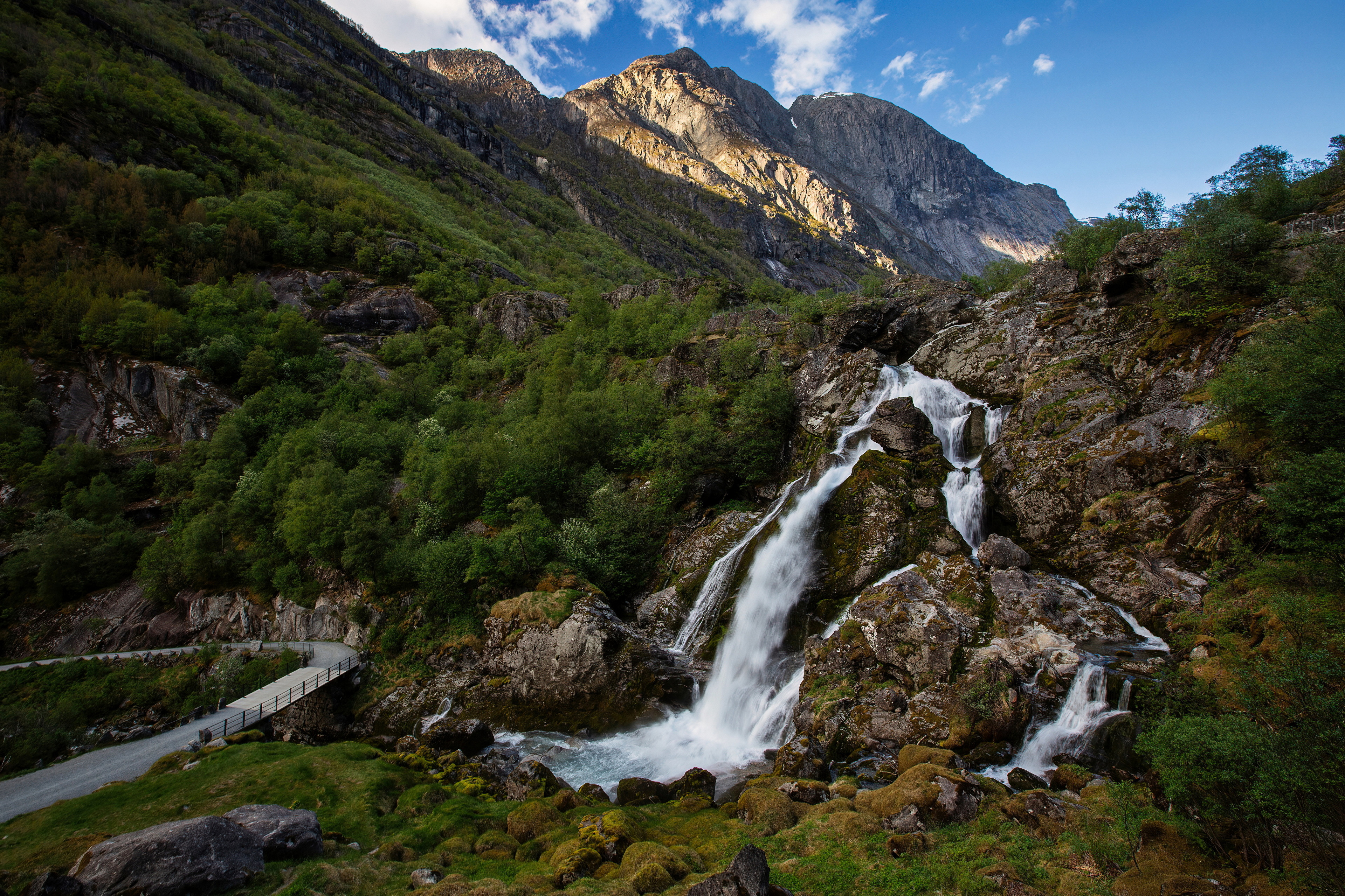 General 3840x2560 Norway road nature landscape waterfall mountains forest rocks