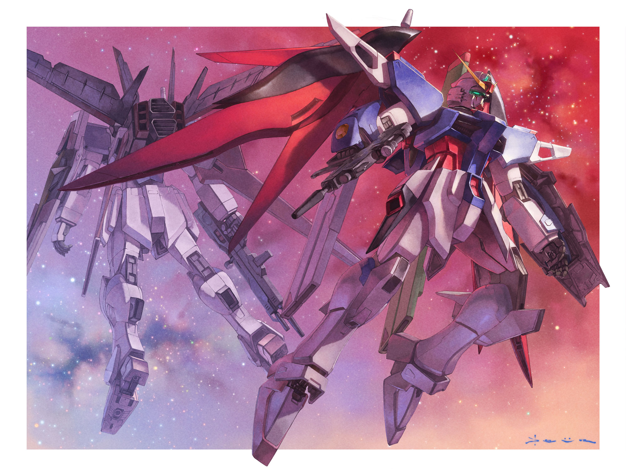 Anime 2000x1521 anime mechs Super Robot Taisen Gundam artwork digital art fan art Destiny Gundam Force Impulse Gundam Mobile Suit Gundam SEED Destiny