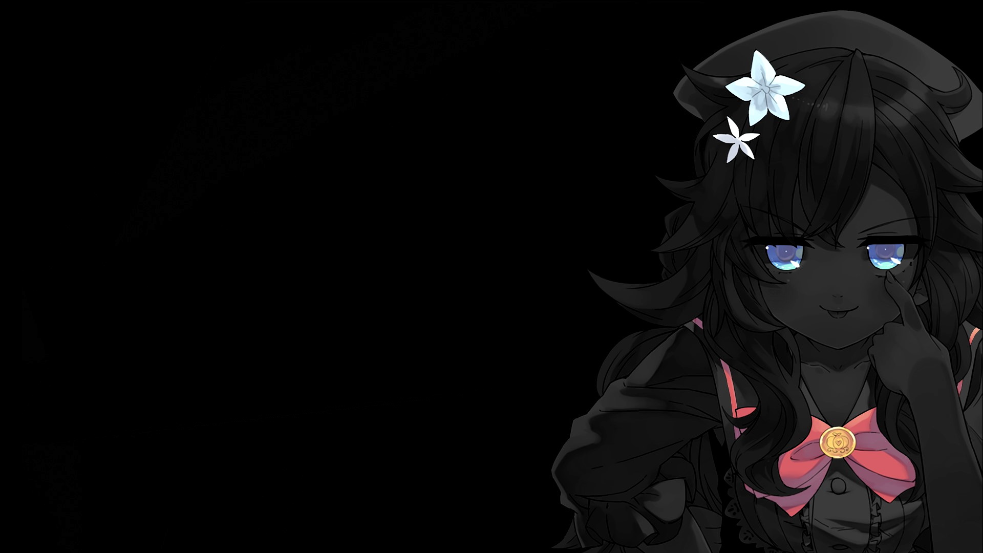 Anime 1920x1080 black background dark background simple background selective coloring anime girls Hololive
