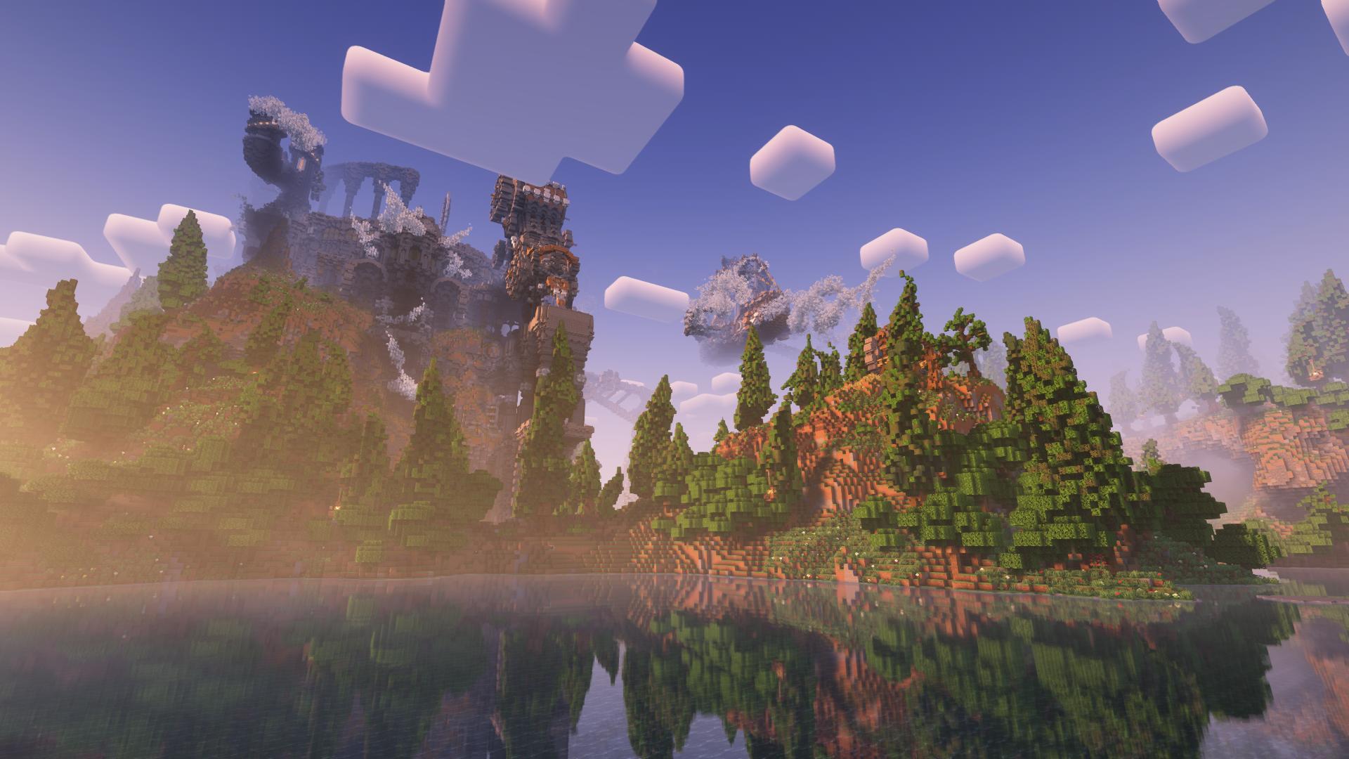 General 1920x1080 Minecraft shaders video games water reflection