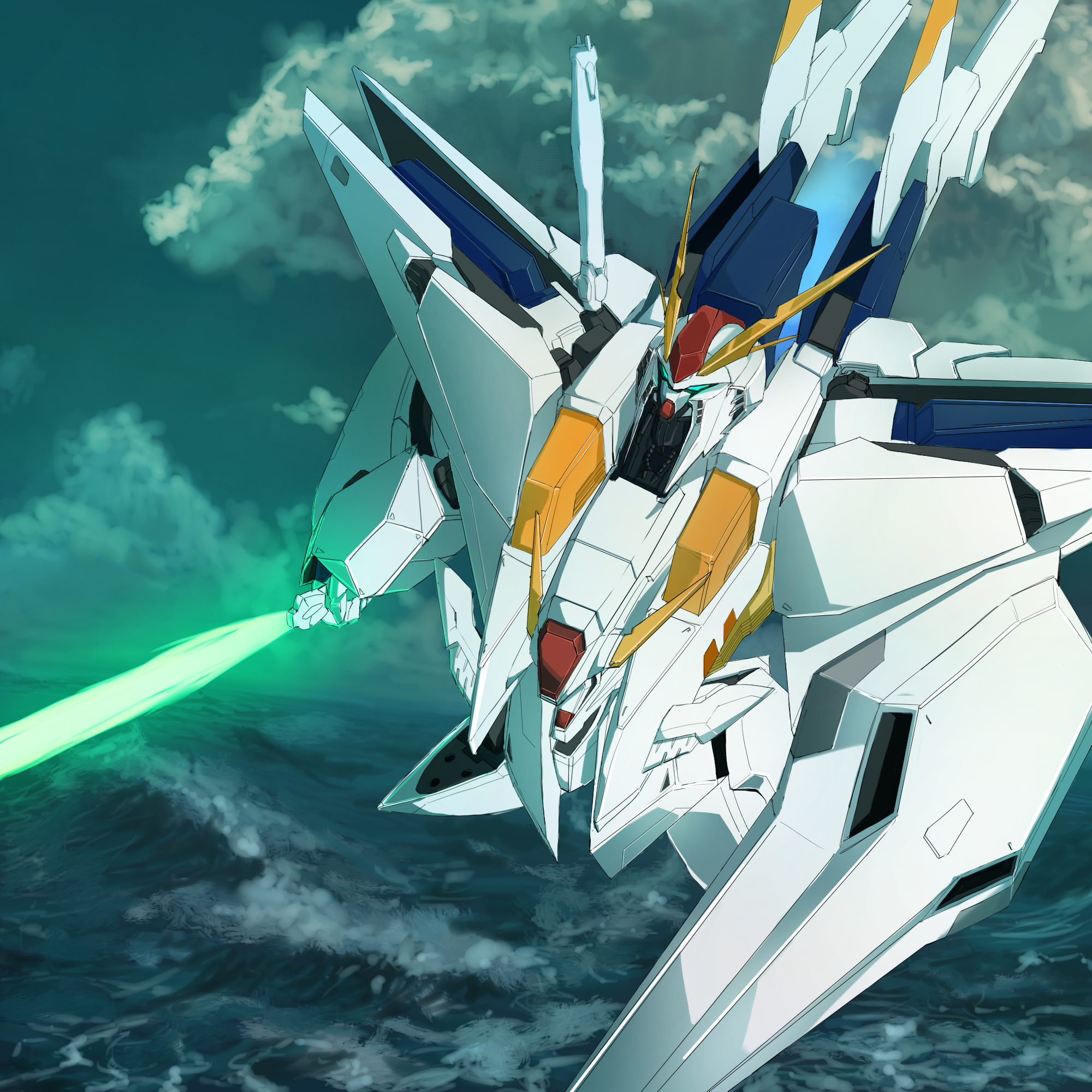 Anime 2000x2000 anime mechs Super Robot Taisen Gundam Ξ Gundam Mobile Suit Gundam Hathaway artwork digital art fan art