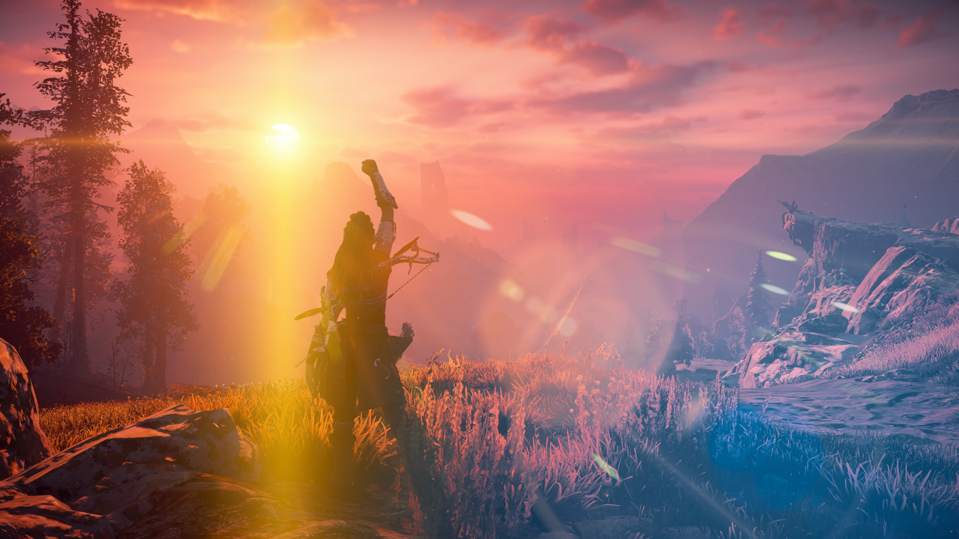 General 1920x1080 Horizon: Zero Dawn women video games Guerrilla Games Aloy victory sign video game characters video game girls