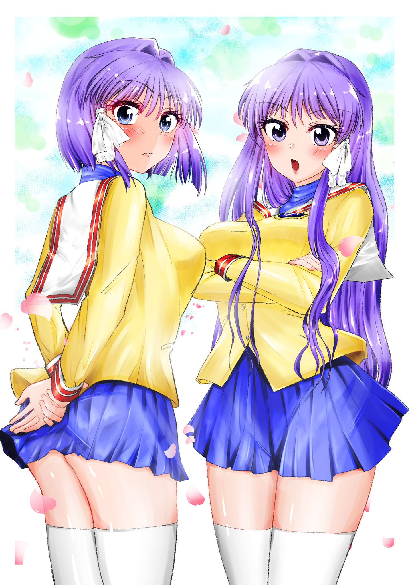 Anime 1447x2047 anime anime girls Clannad Fujibayashi Kyou Fujibayashi Ryou artwork digital art fan art