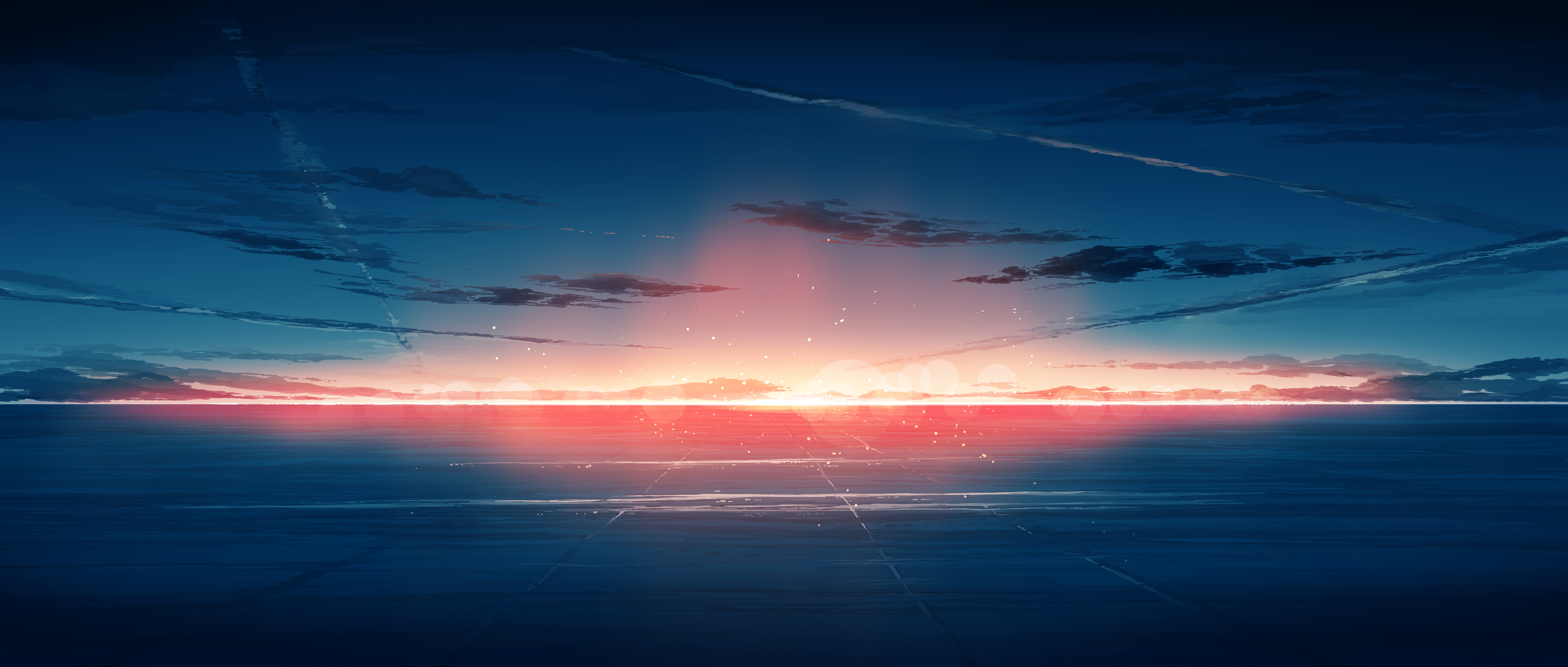 General 5640x2400 Gracile digital art artwork wide screen sunset landscape clouds blue