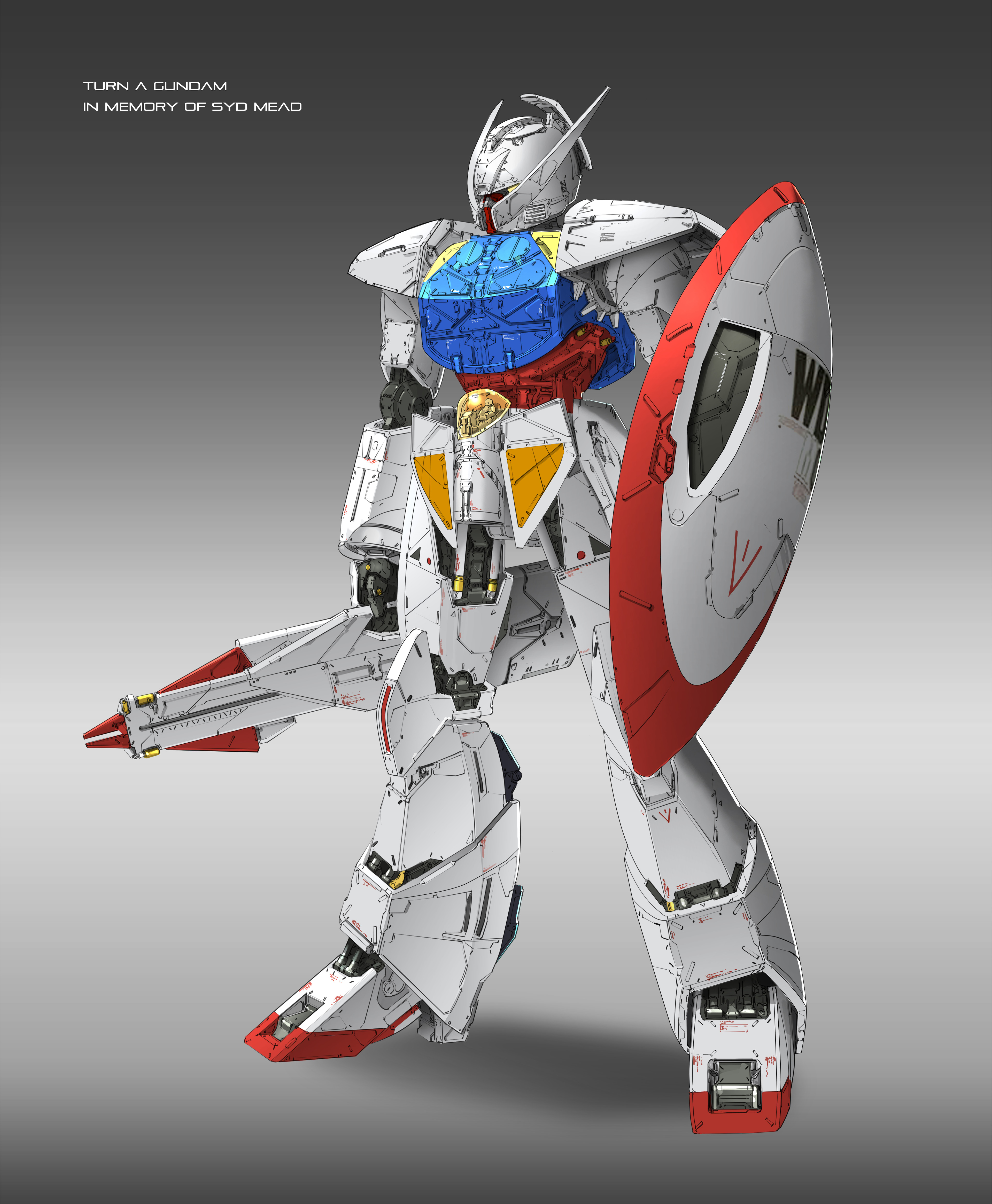 Anime 3840x4663 ∀ Gundam System-∀99 ∀ Gundam anime mechs Gundam Super Robot Taisen artwork digital art fan art simple background