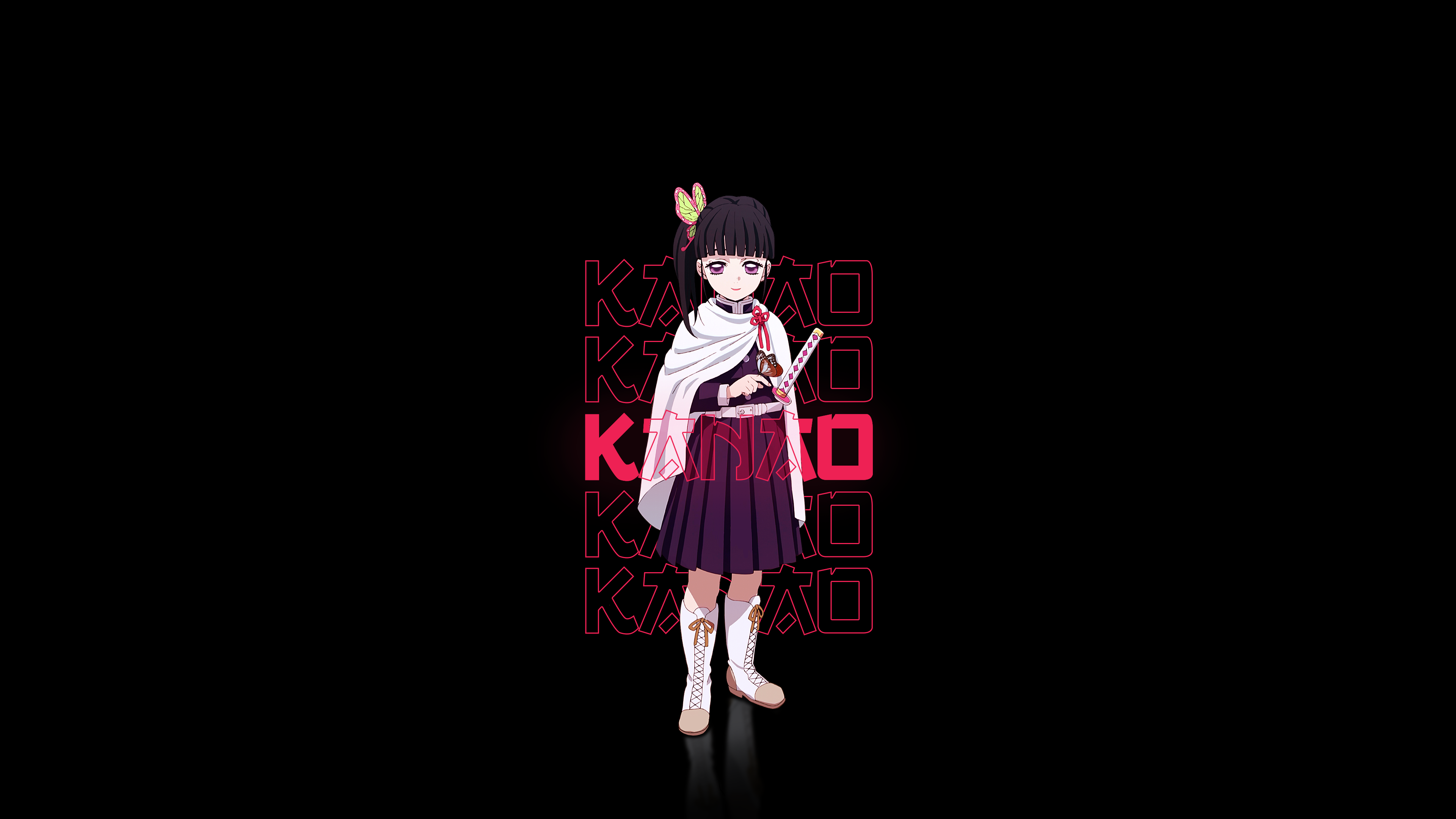 Anime 3840x2160 Kanao Tsuyuri Kimetsu no Yaiba anime black background simple background minimalism anime girls