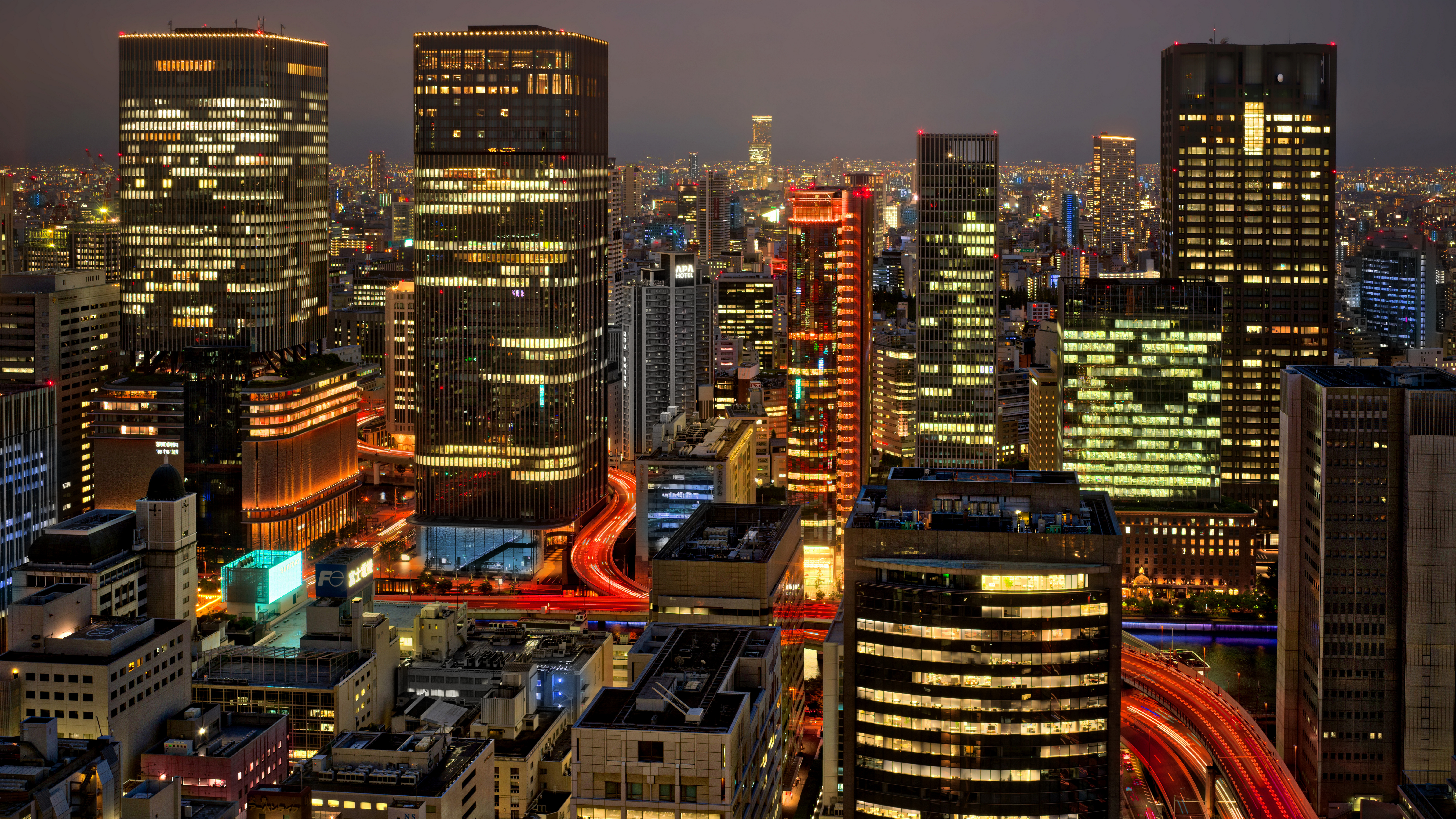 General 7680x4320 Trey Ratcliff photography Japan Osaka building lights city