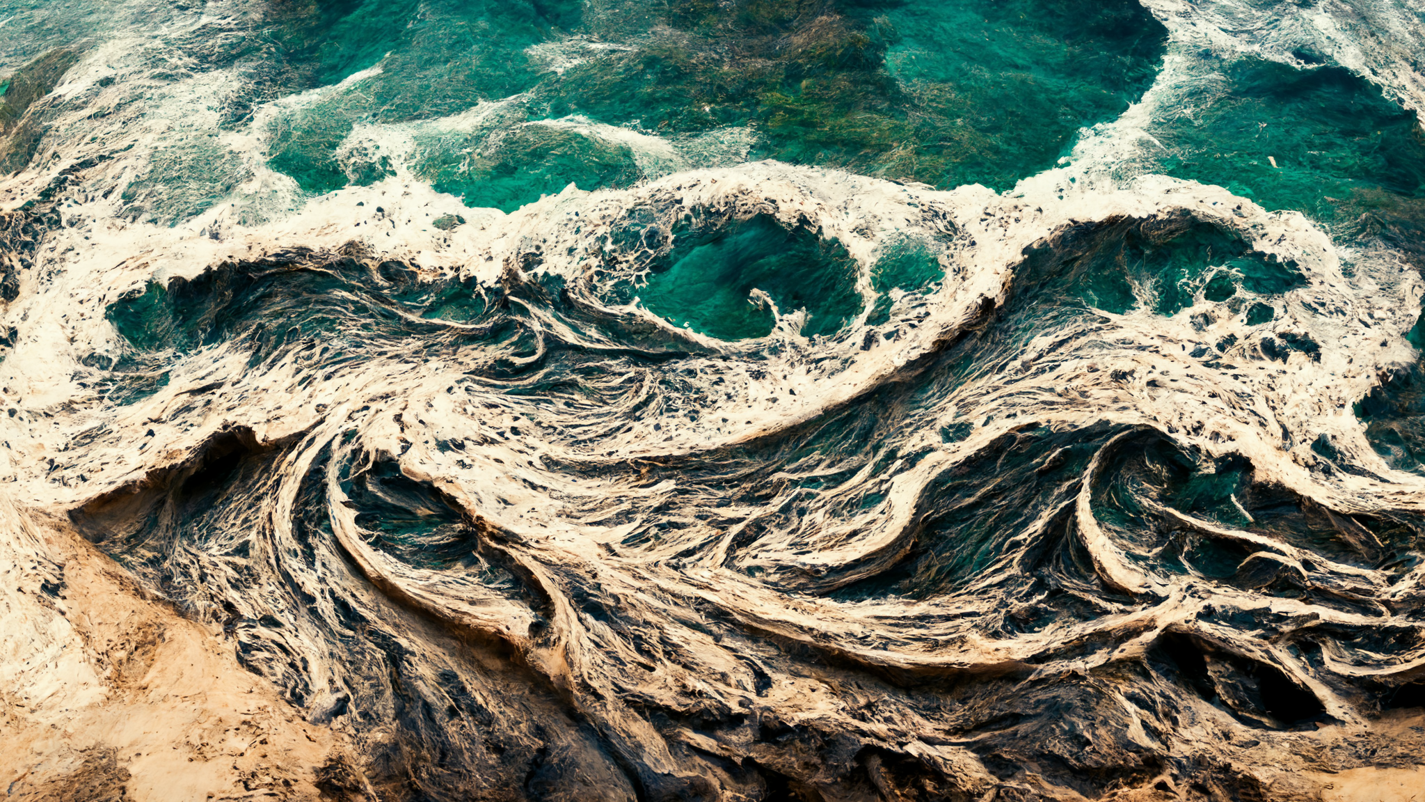General 2048x1152 water ocean view sea waves blue landscape AI art