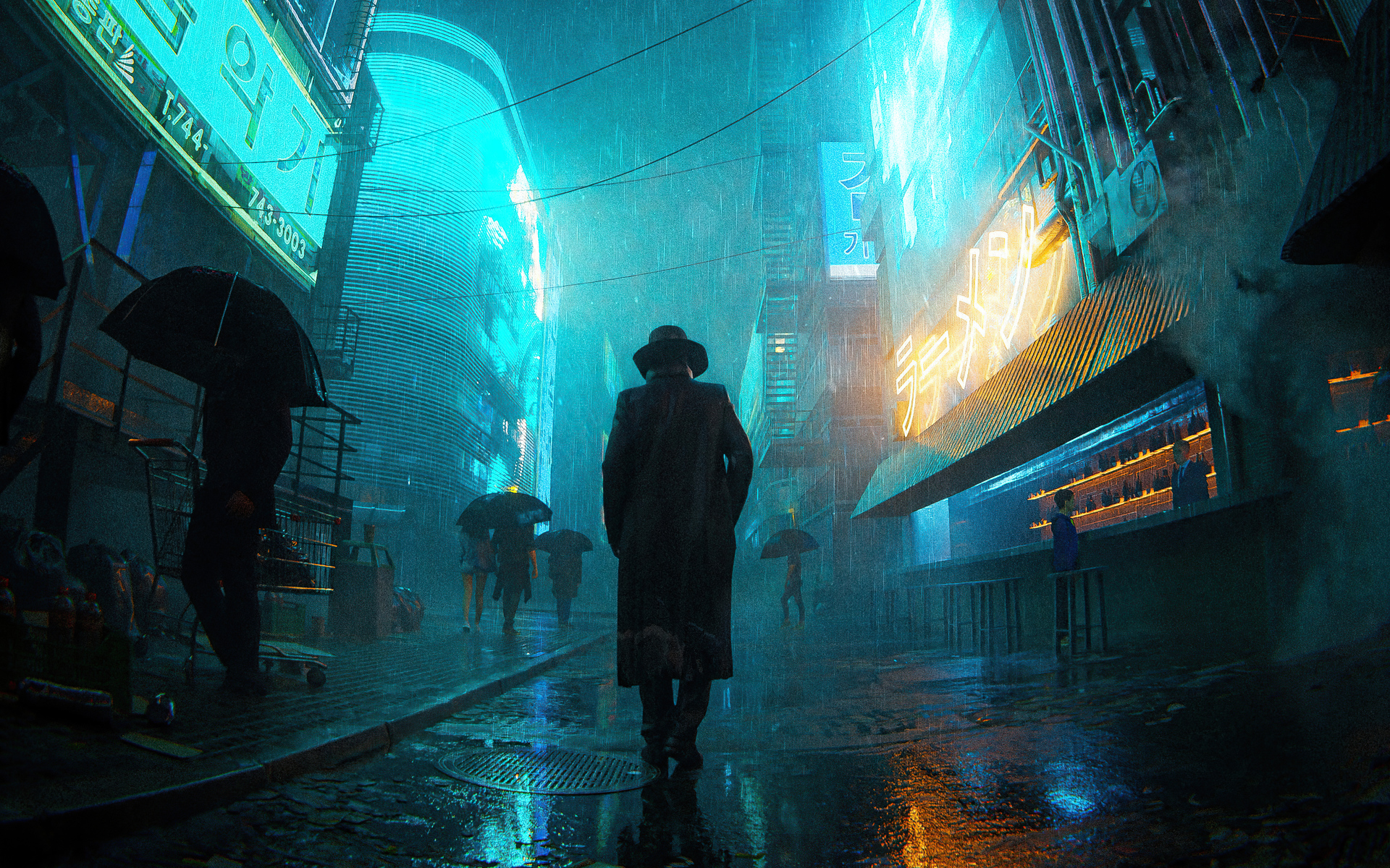 General 1920x1200 science fiction cityscape cyberpunk rain