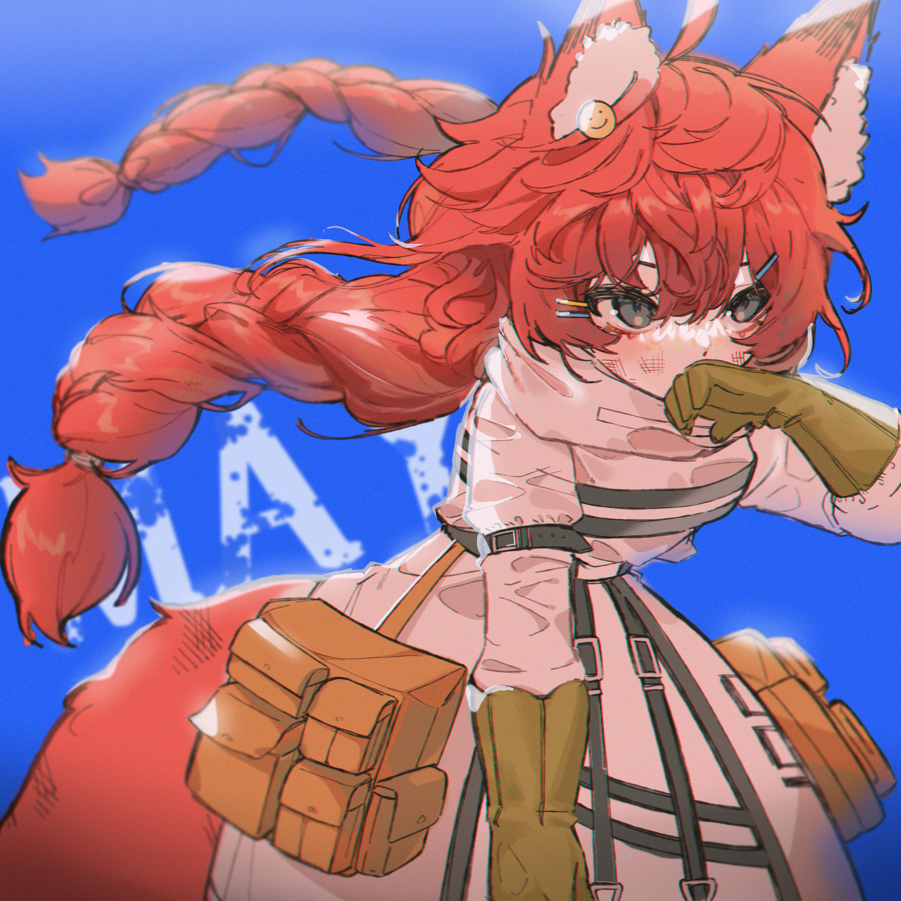 Anime 3000x3000 animal ears redhead dress anime girls fox girl fox ears