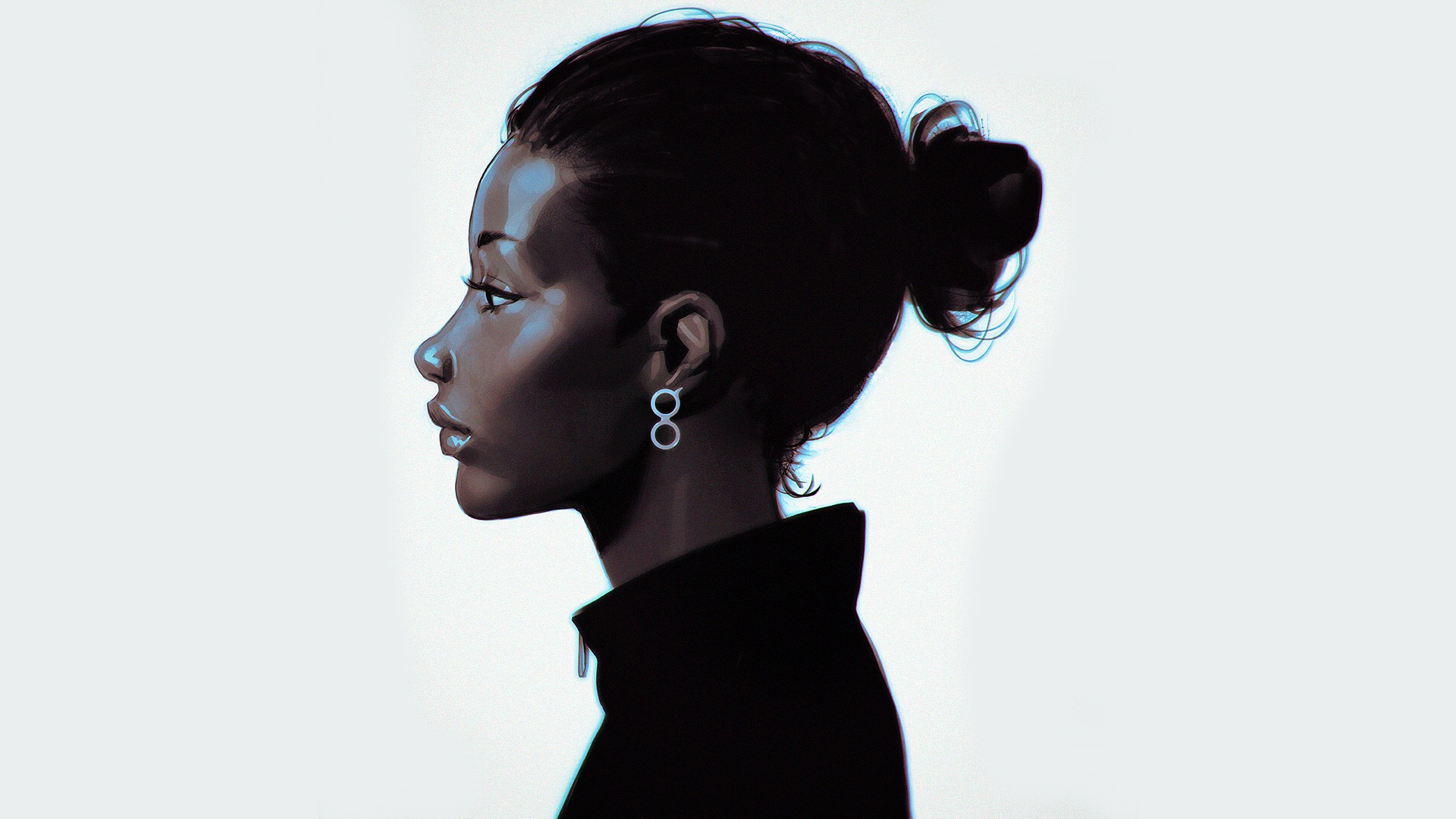 General 1920x1080 digital art artwork original characters dark skin profile women