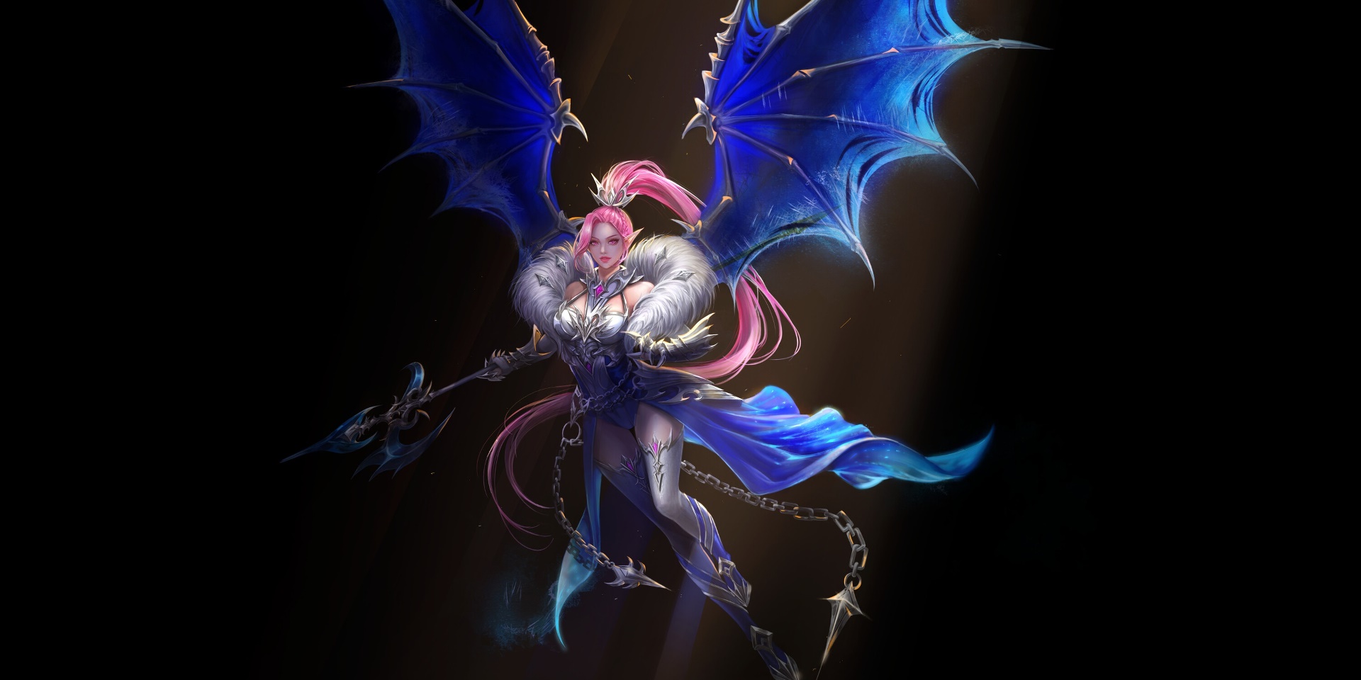 General 1920x960 artwork fantasy girl fantasy art wings pink hair