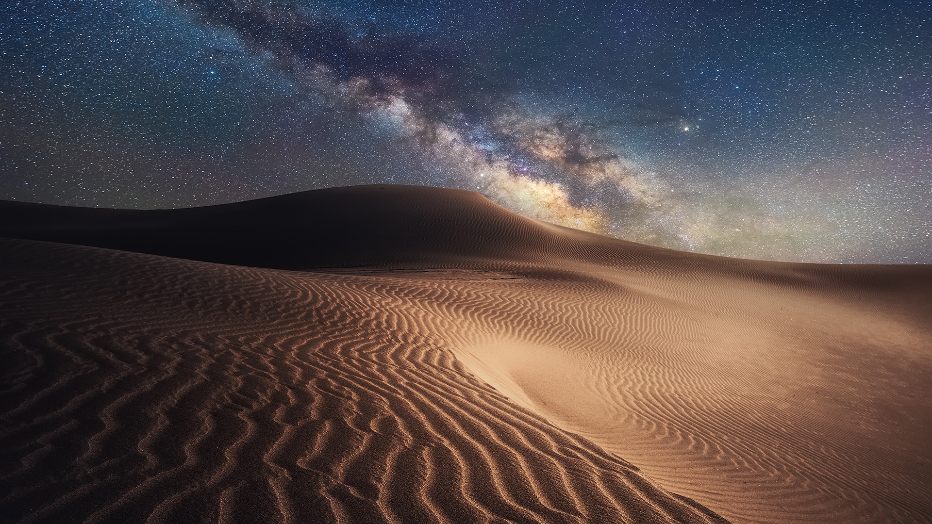 General 1920x1080 nature landscape sand desert Gobi Desert Mongolia China stars night Milky Way