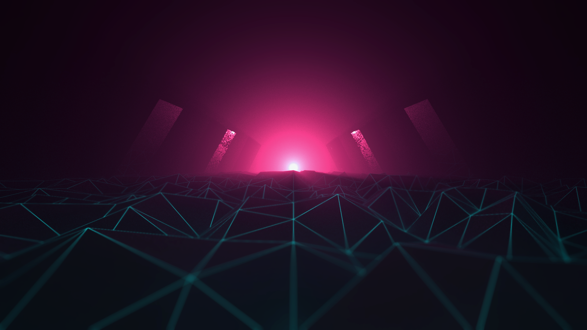 General 1920x1080 synthesizer wireframe neon 1980s synthwave grid vector abstract 3D Abstract CGI