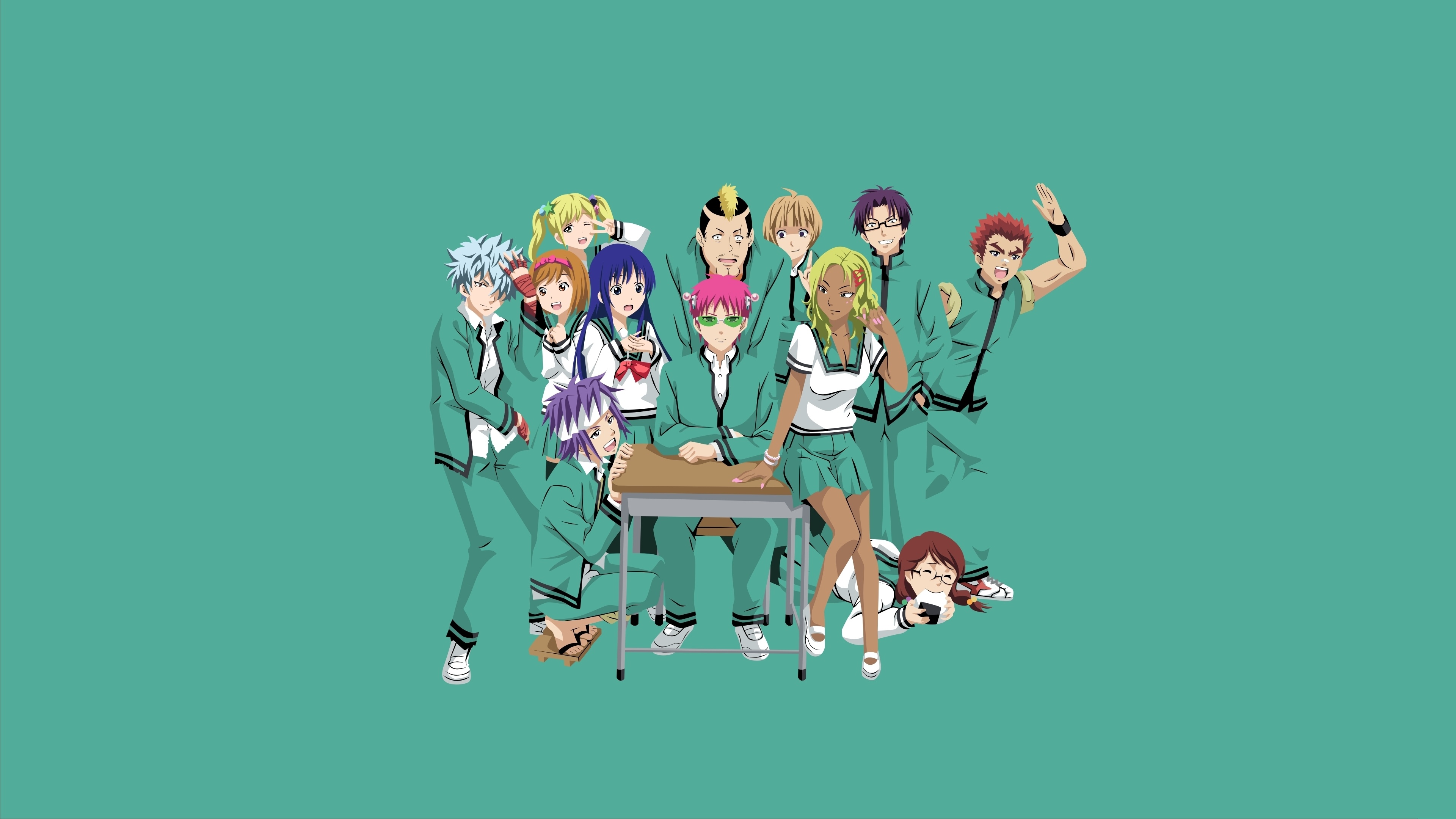 Anime 3840x2160 cabelo colorido anime girls anime anime boys simple background Saiki kusuo