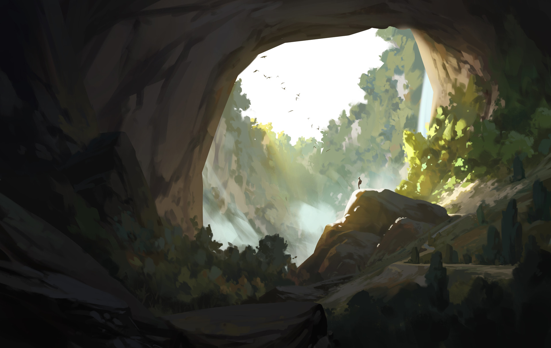 General 1920x1214 environment cave forest drawing