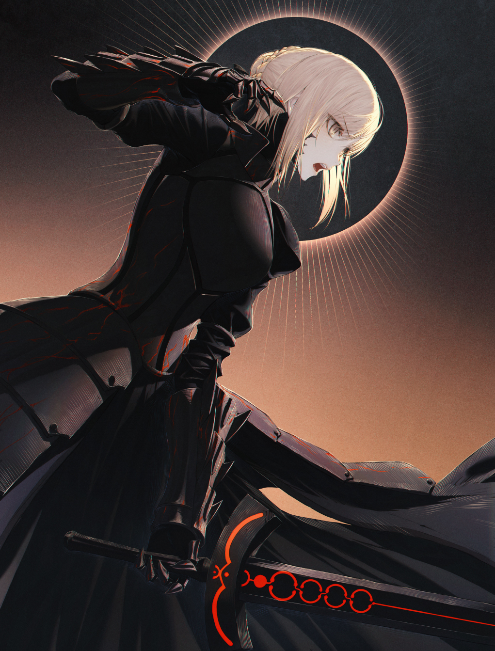 Anime 1021x1343 anime anime girls simple background Fate series Fate/Grand Order Saber Alter sword