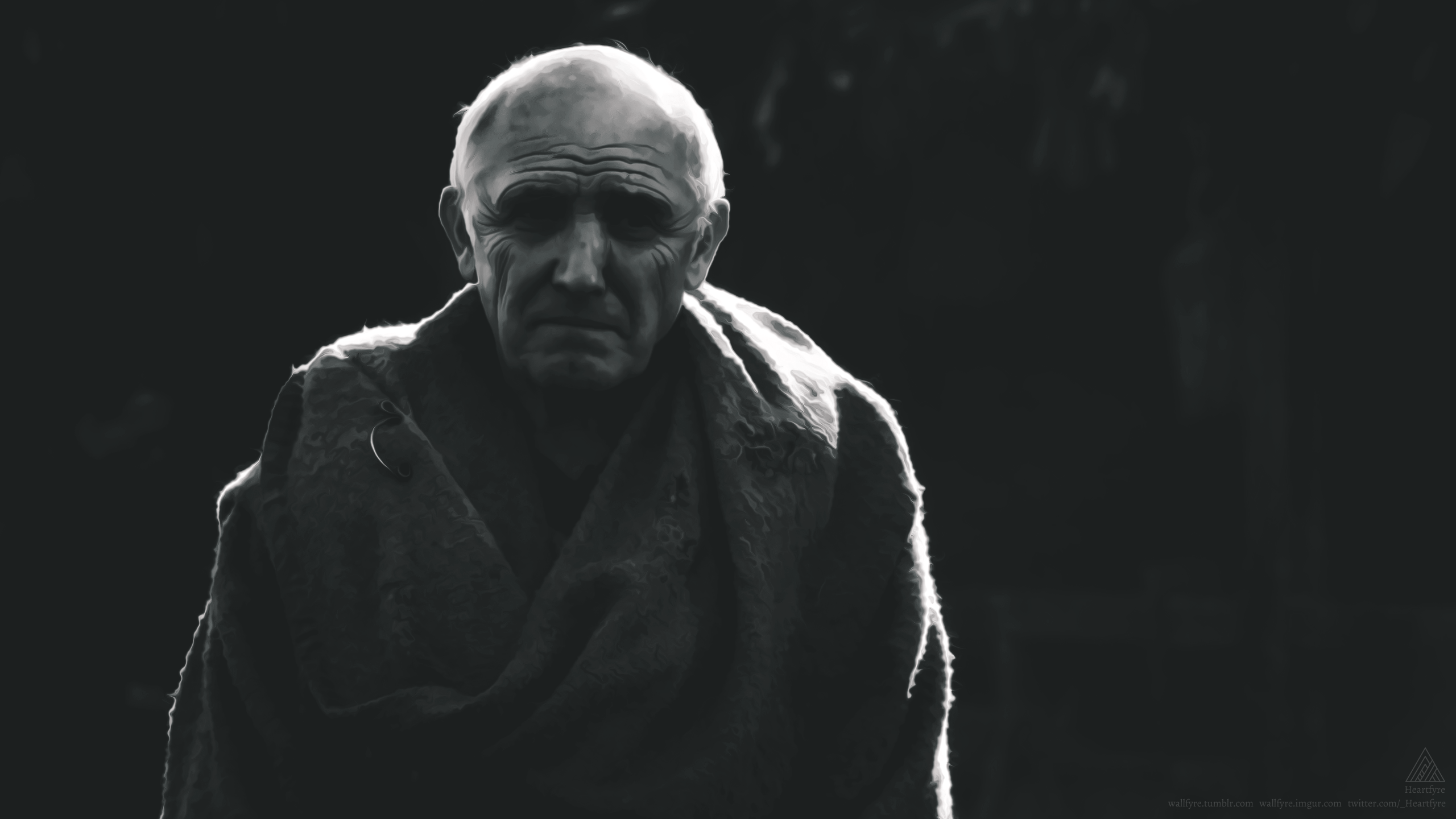 People 2560x1440 Game of Thrones HBO TV series George R. R. Martin portrait old people monochrome photoshopped watermarked heartfyre