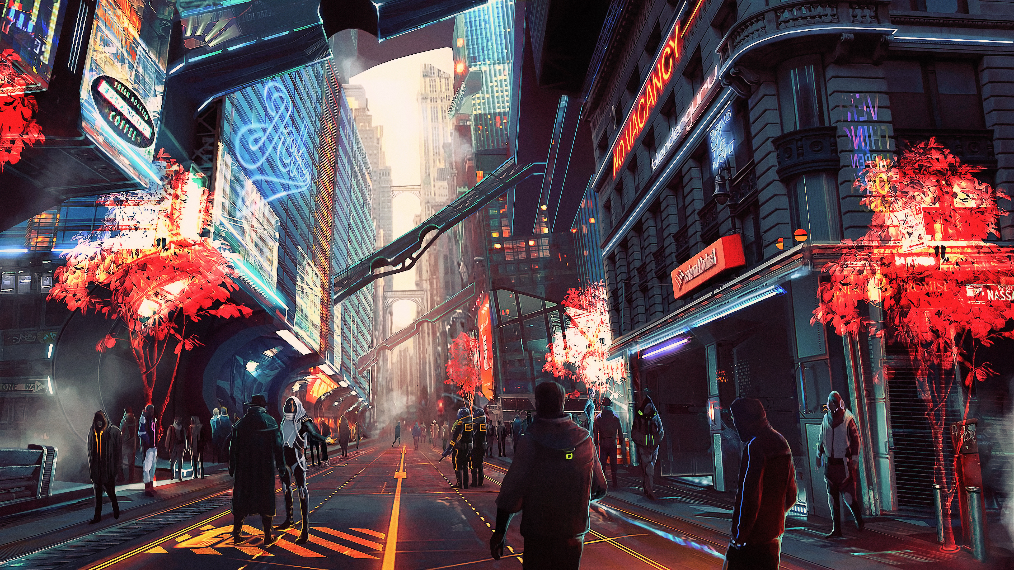 General 3840x2160 artwork futuristic city cyberpunk science fiction digital art concept art fan art urban cityscape city