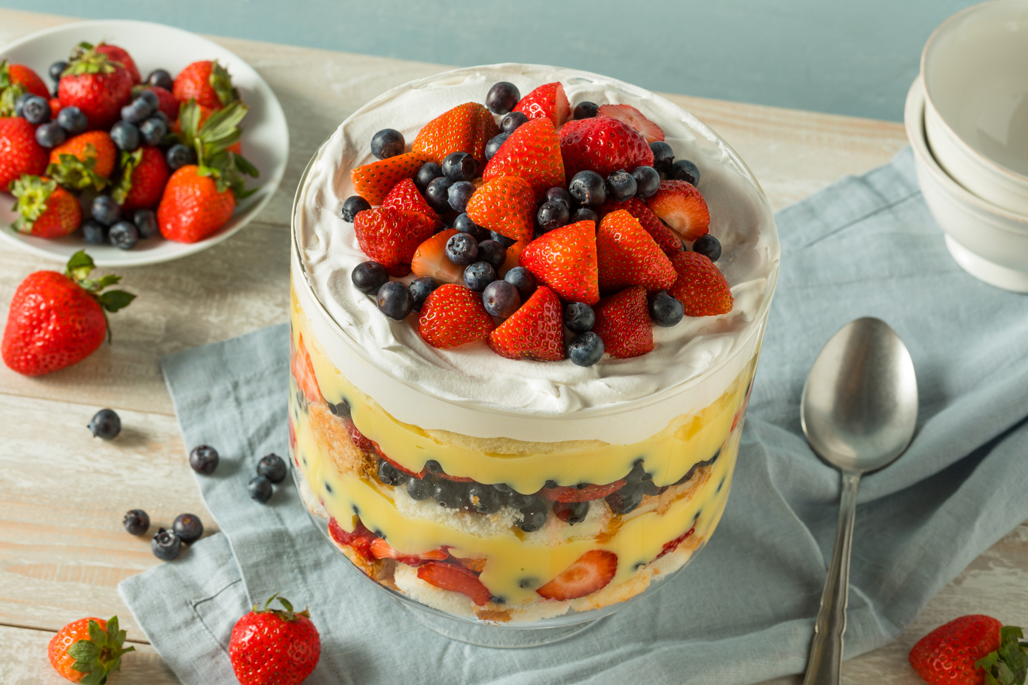 General 2048x1365 500px food strawberries spoon blueberries cream whipped cream fruit closeup