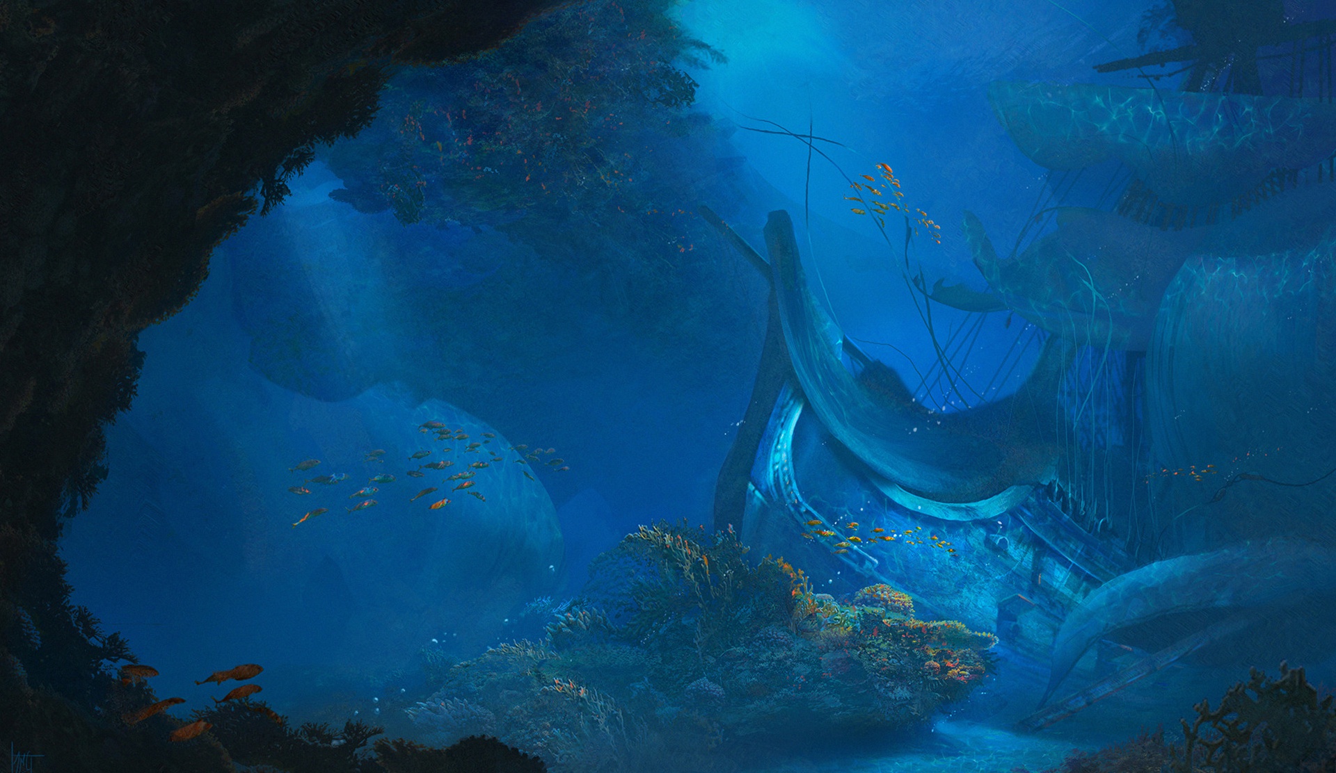 General 1920x1112 ship shipwreck sea underwater fantasy art artwork