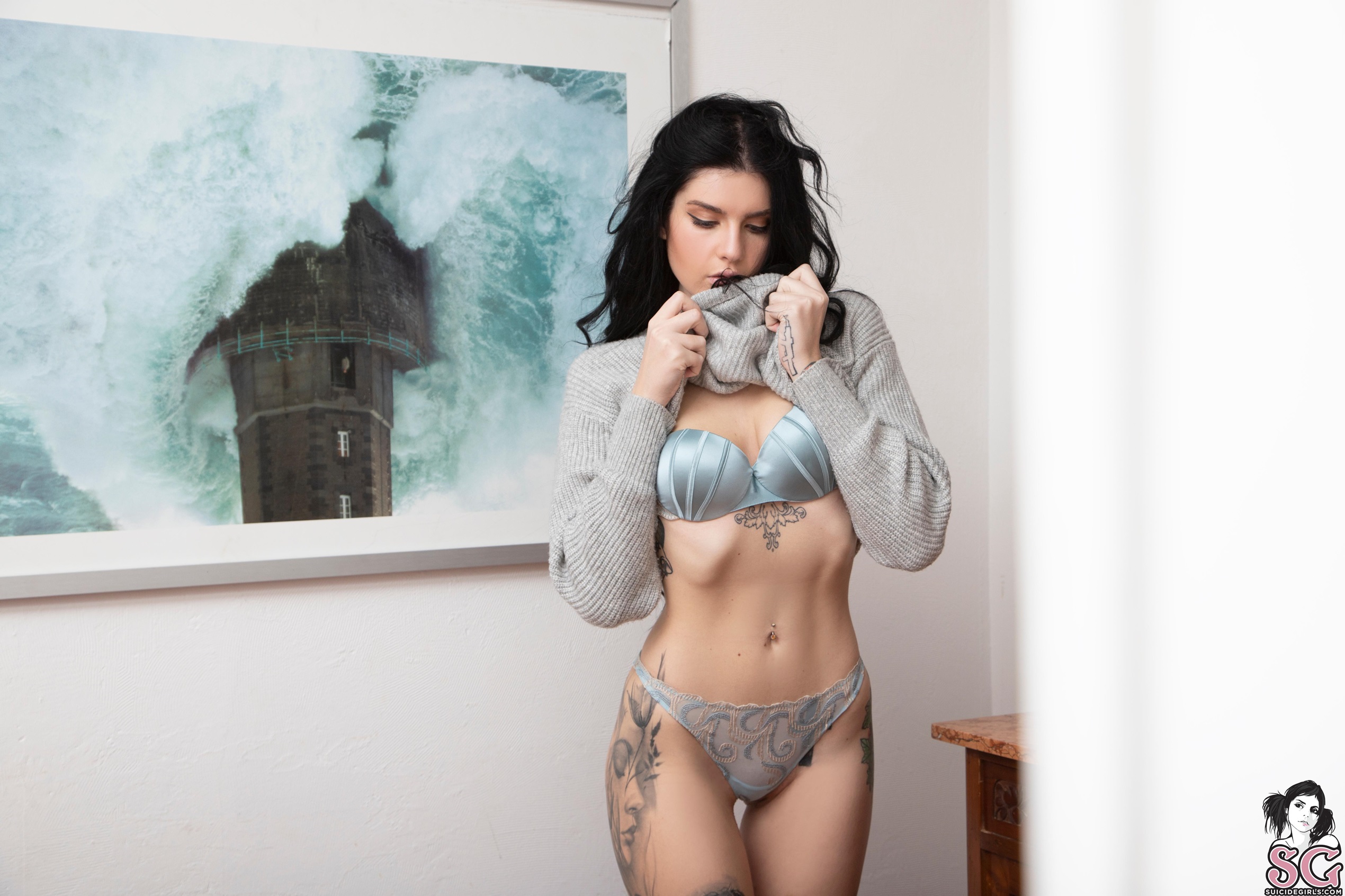 People 2540x1693 Bobonco Suicide women Suicide Girls inked girls model the gap lingerie belly tattoo