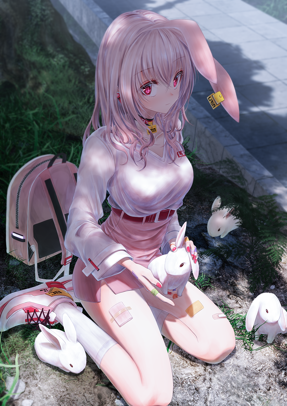 Anime 1000x1414 anime anime girls digital art artwork portrait display 2D Bae.C bunny girl rabbits kneeling