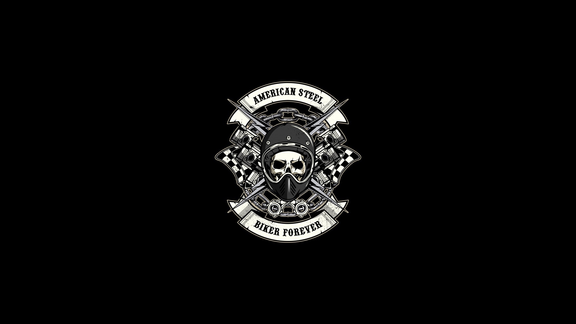 General 1920x1080 simple background artwork minimalism skull biker