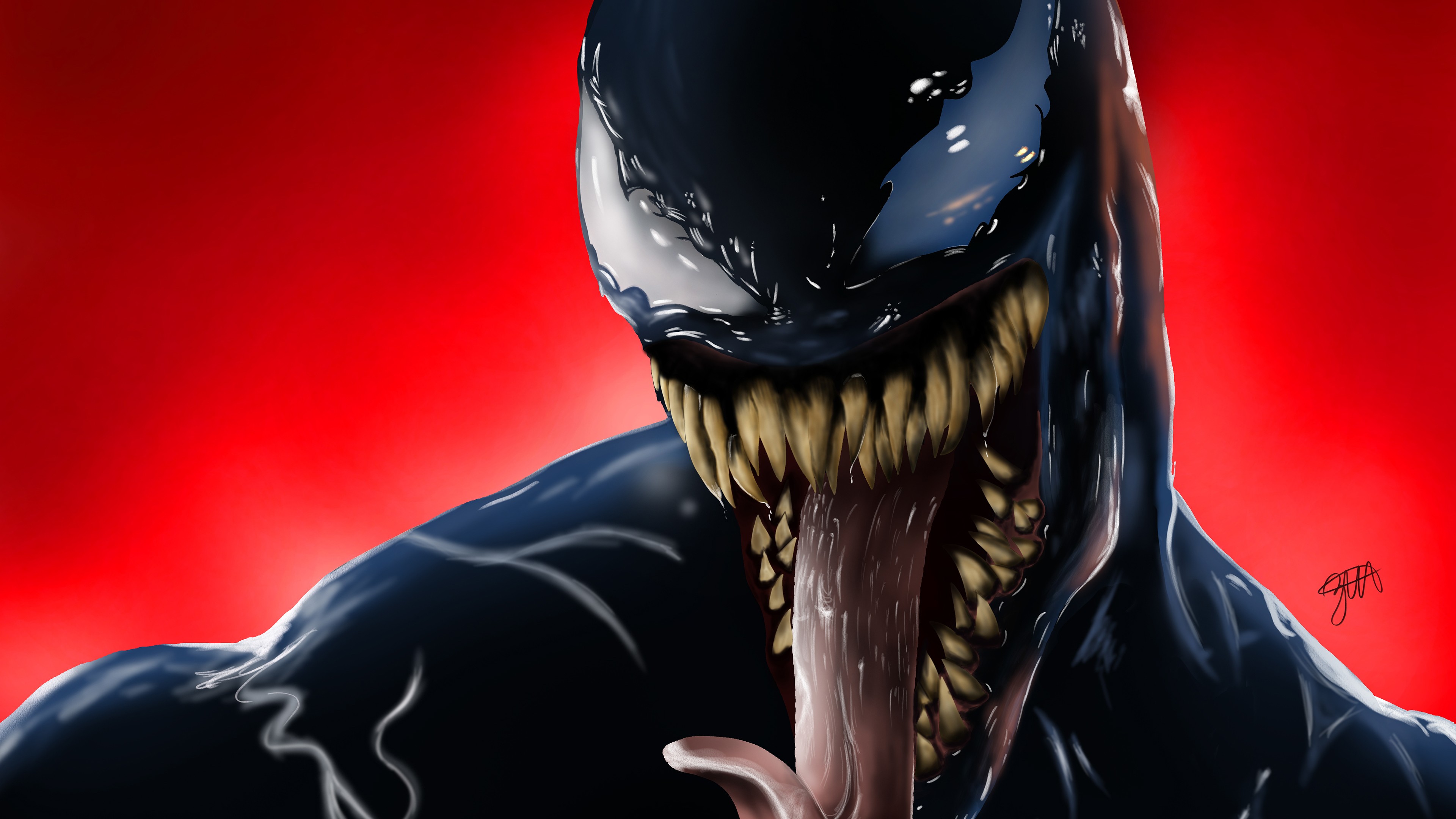 General 3840x2160 Venom simple background artwork creature Marvel Comics