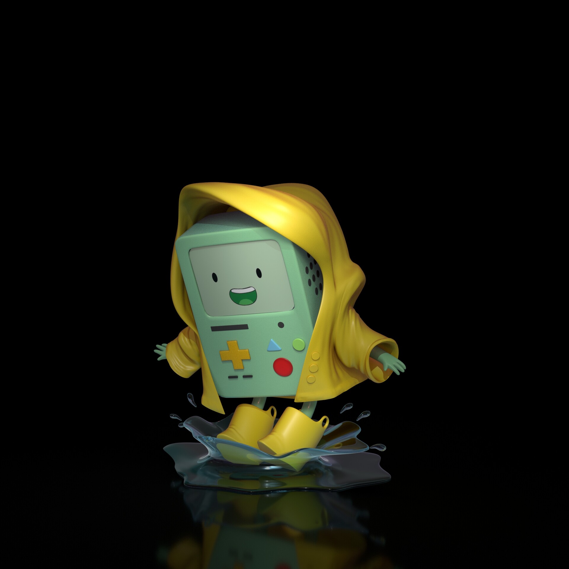 General 1920x1920 Adventure Time simple background puddle BMO smiling fan art digital art consoles