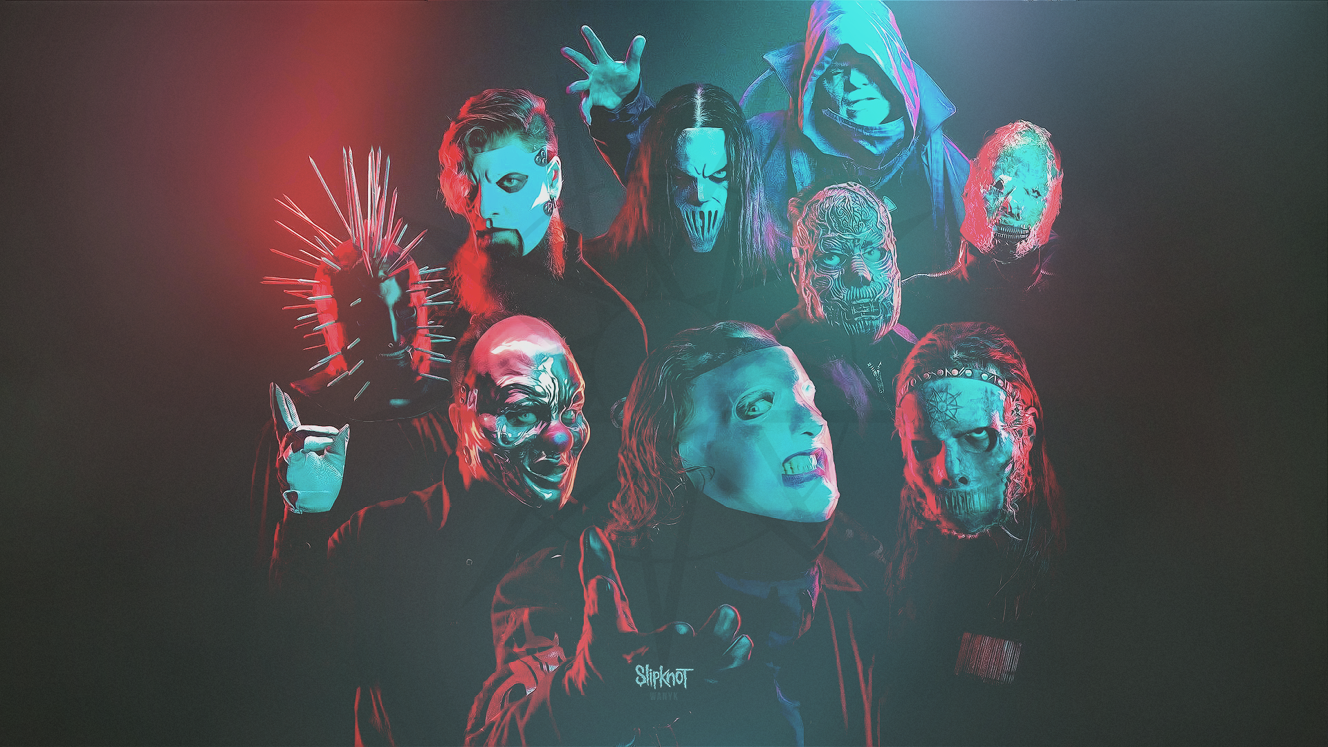 General 1920x1080 Slipknot WANYK We Are Not Your Kind 2019 (year) red cyan dark mask band music