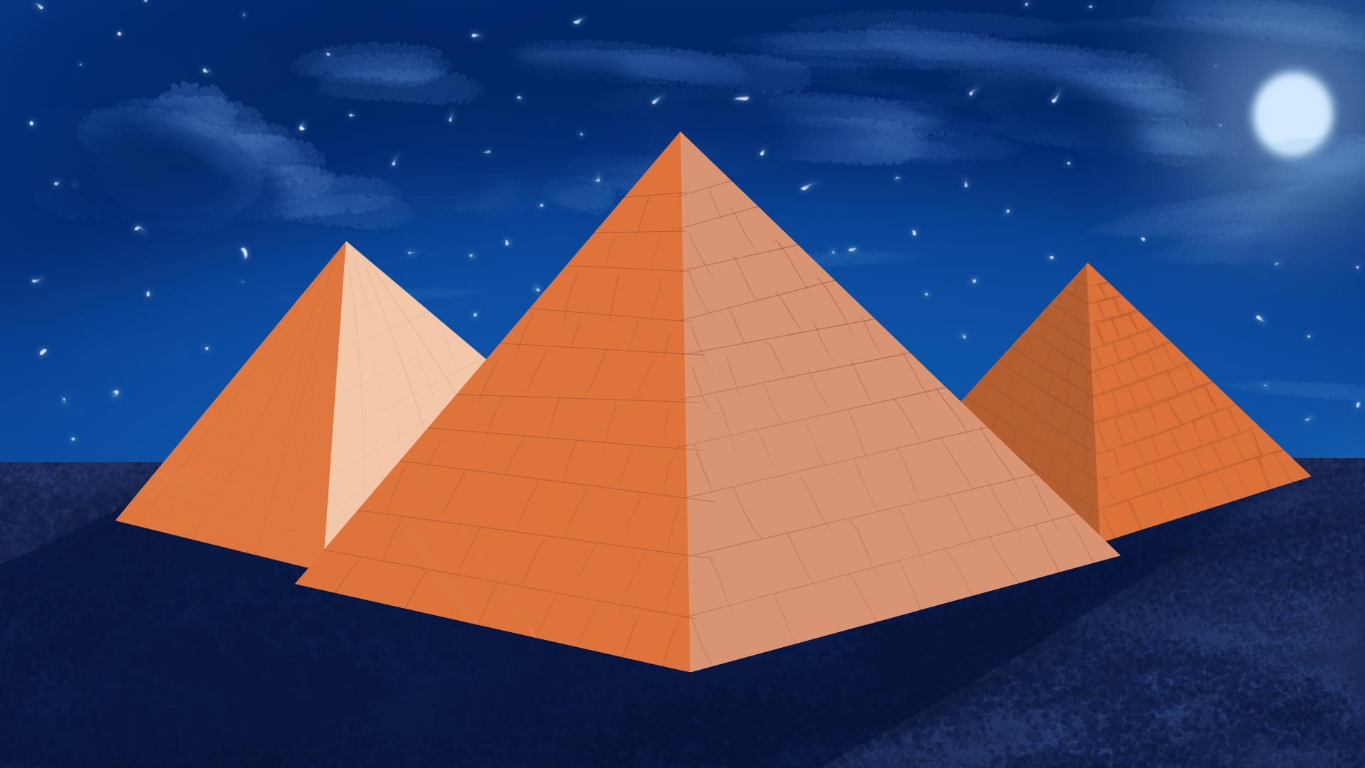 General 1920x1080 pyramid perspective night sky clouds Moon