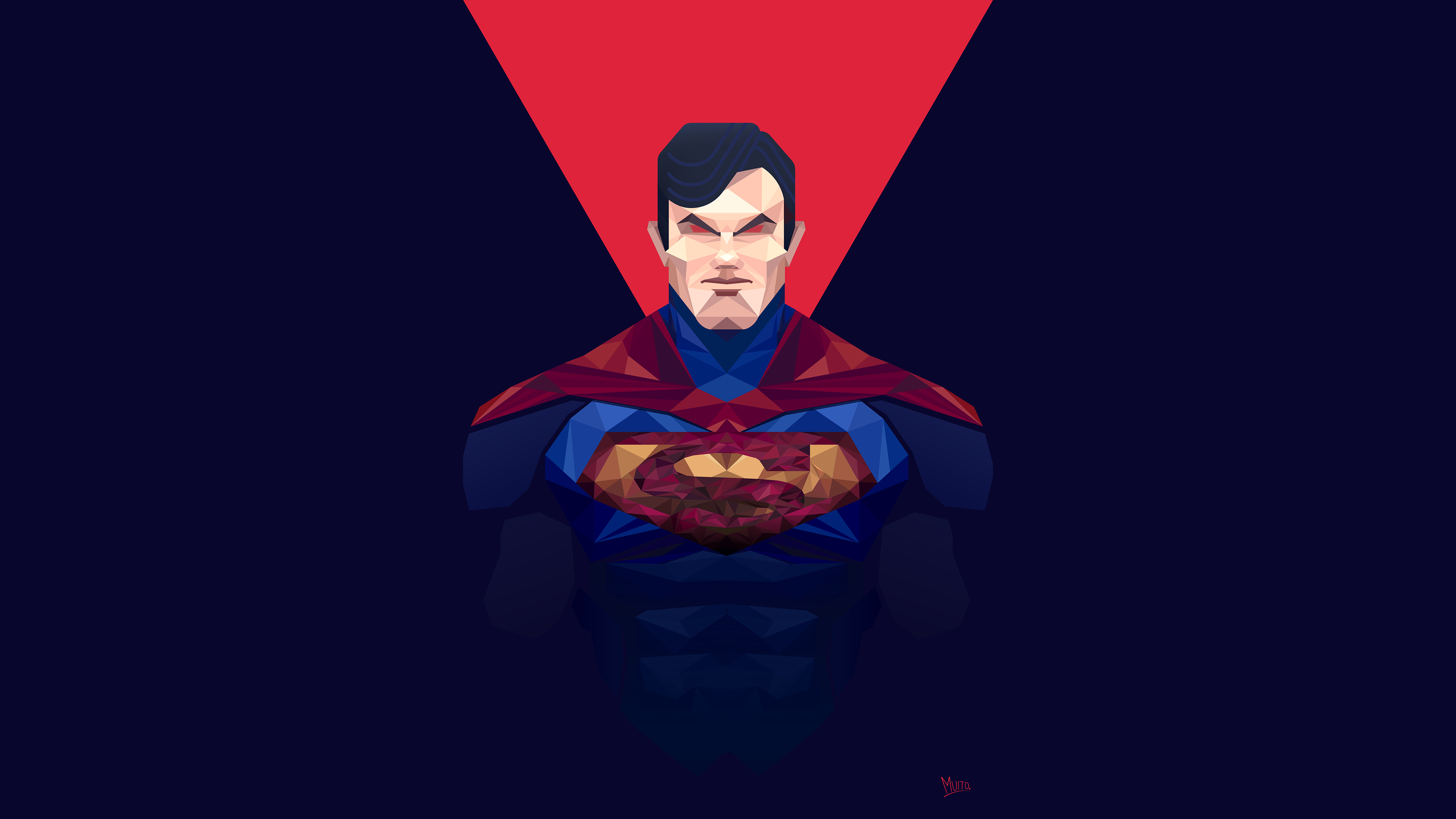 General 3840x2160 minimalism Superman Man of Steel superhero cape low poly digital art simple background