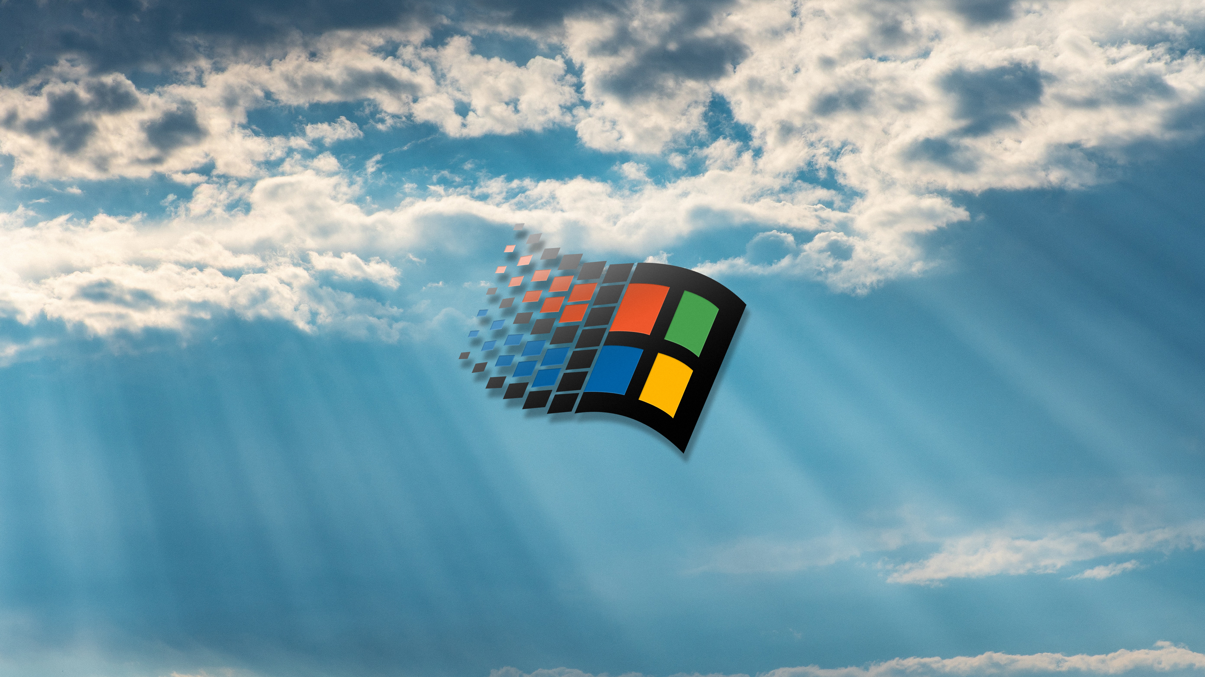 General 3840x2160 Windows 95 clouds blue logo windows logo brand digital art