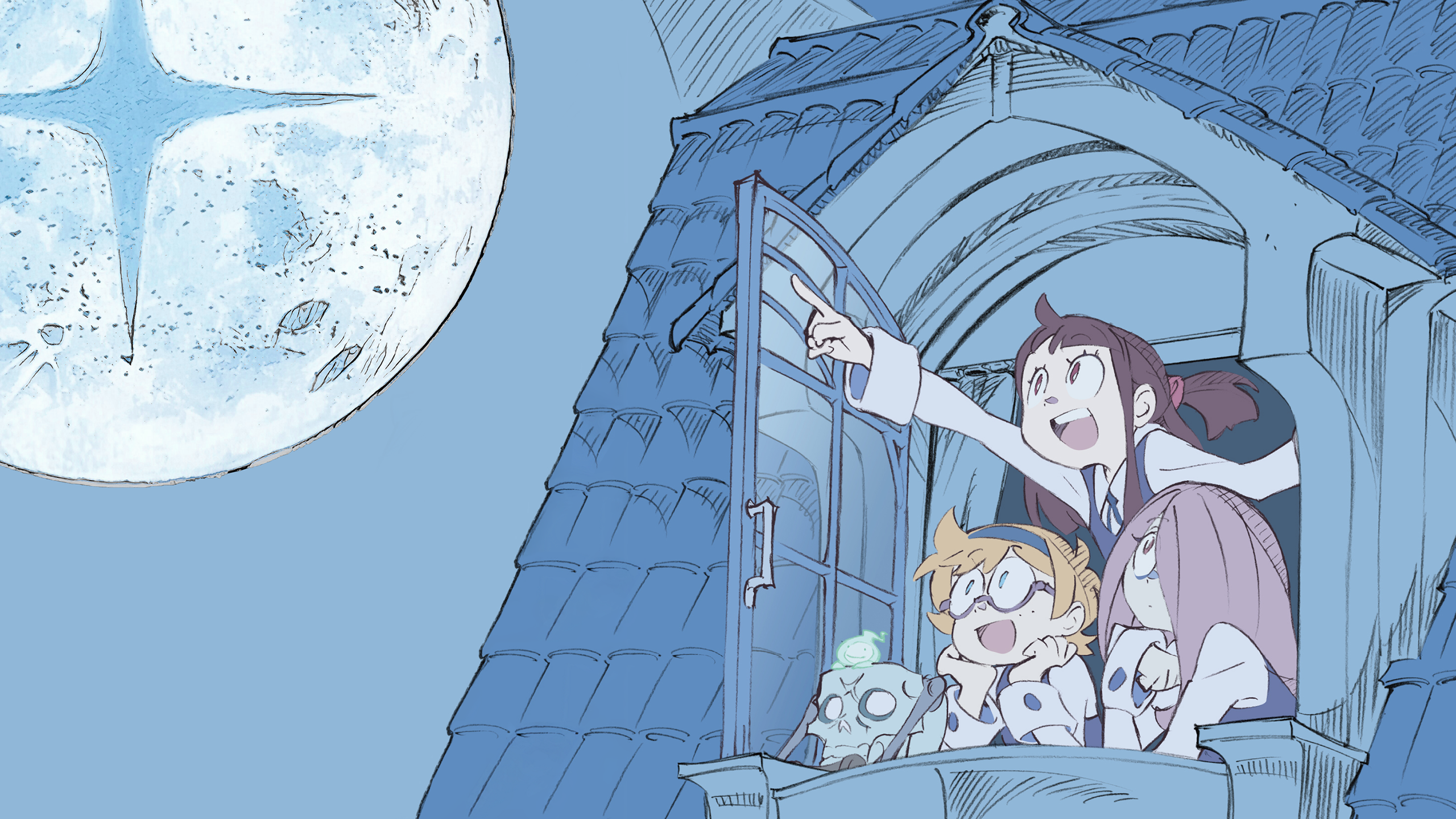 Anime 2560x1440 anime anime girls Moon open mouth Little Witch Academia