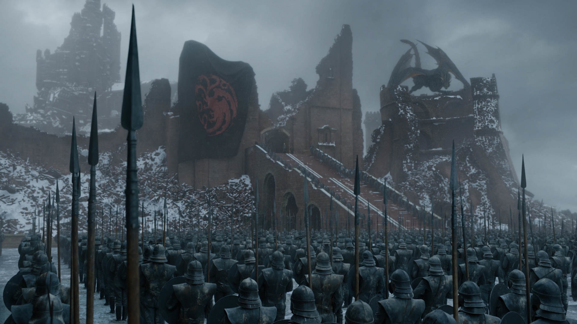 General 1920x1080 Game of Thrones House Targaryen dragon army spear snow
