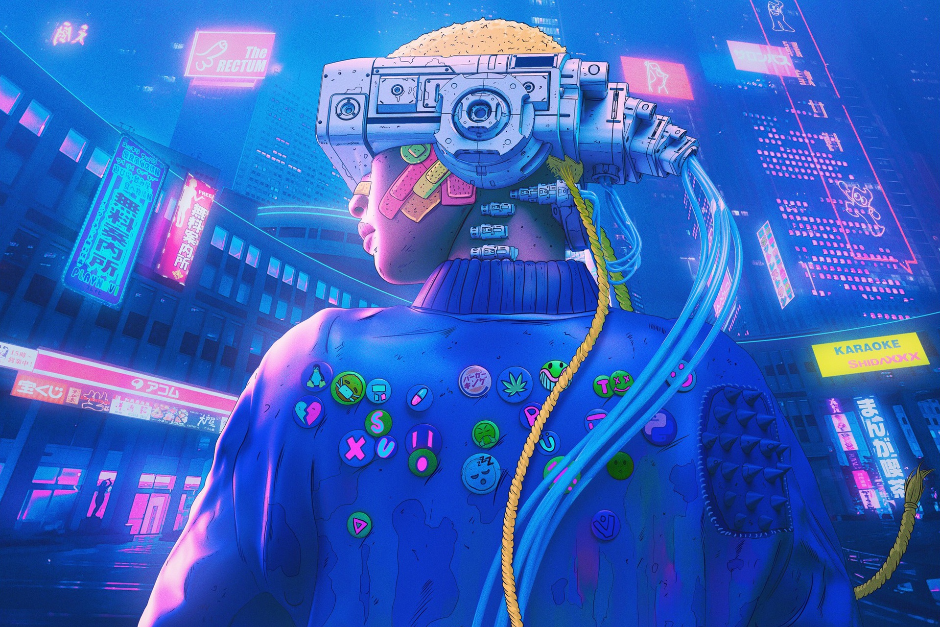 General 1920x1280 futuristic colorful neon science fiction cyberpunk artwork
