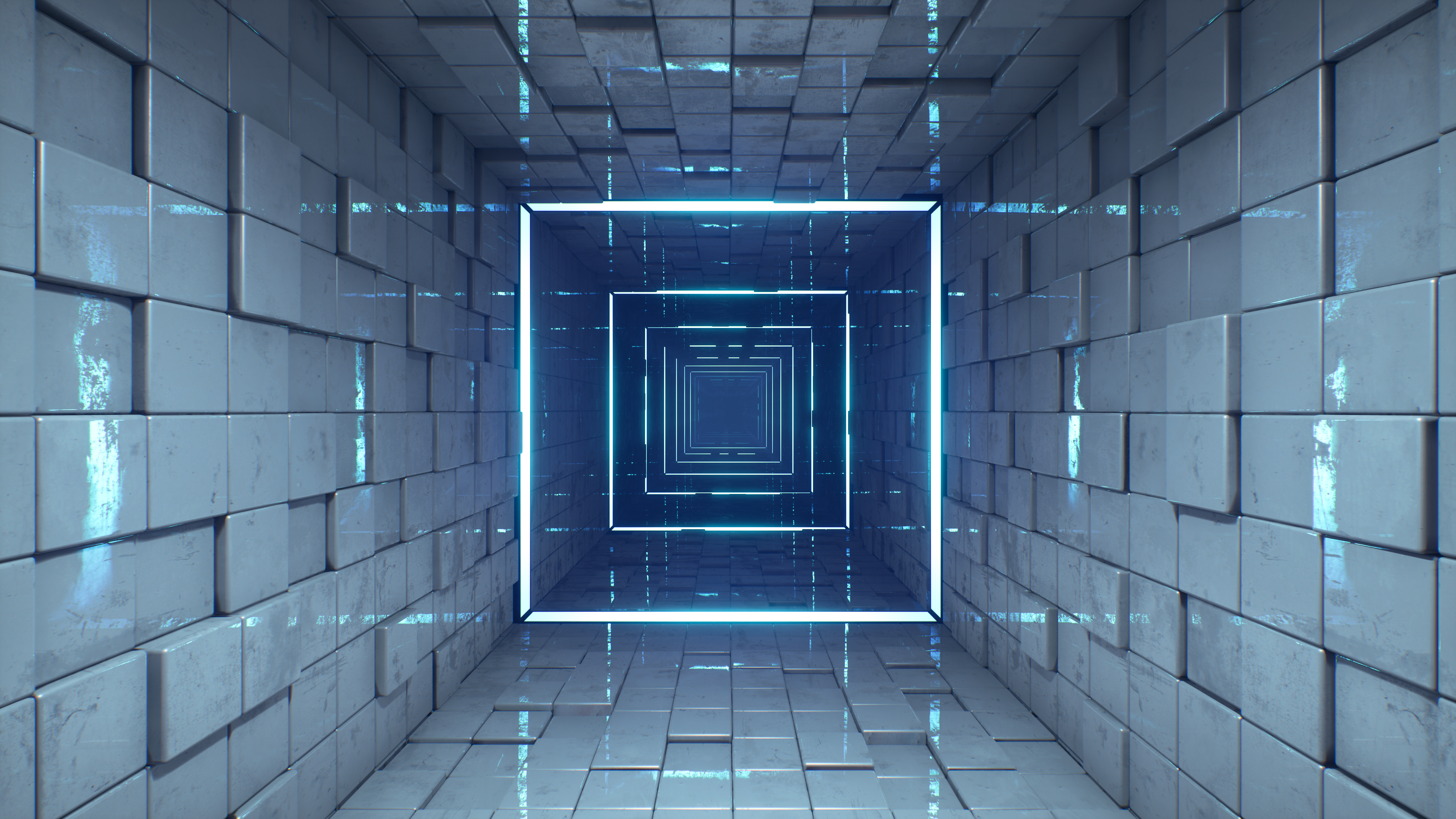 General 5760x3240 screen shot video games Q.U.B.E. 2 hallway cube video game art 3D Blocks CGI digital art
