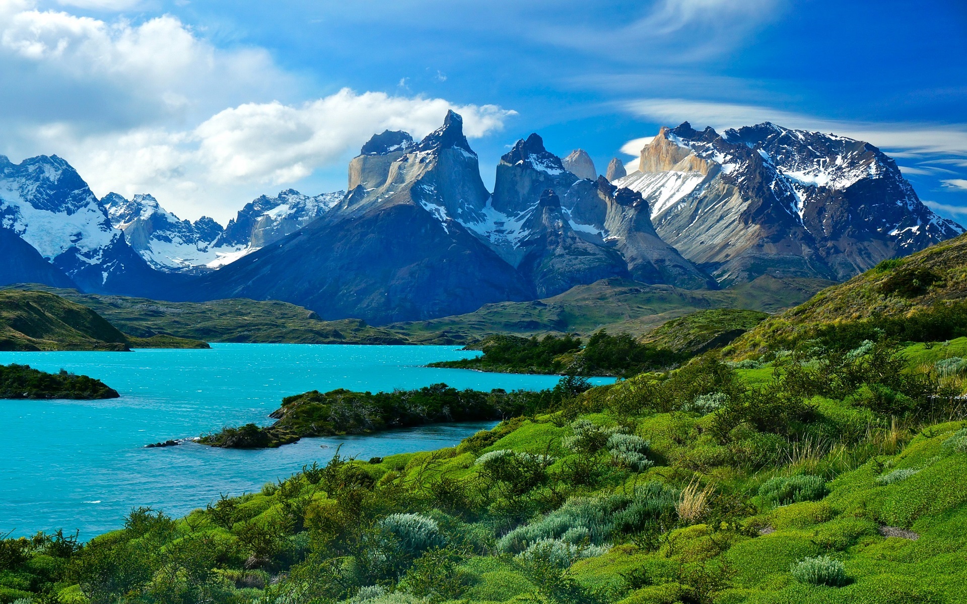 General 1920x1200 Chile Torres del Paine nature landscape mountains snowy mountain river turquoise South America