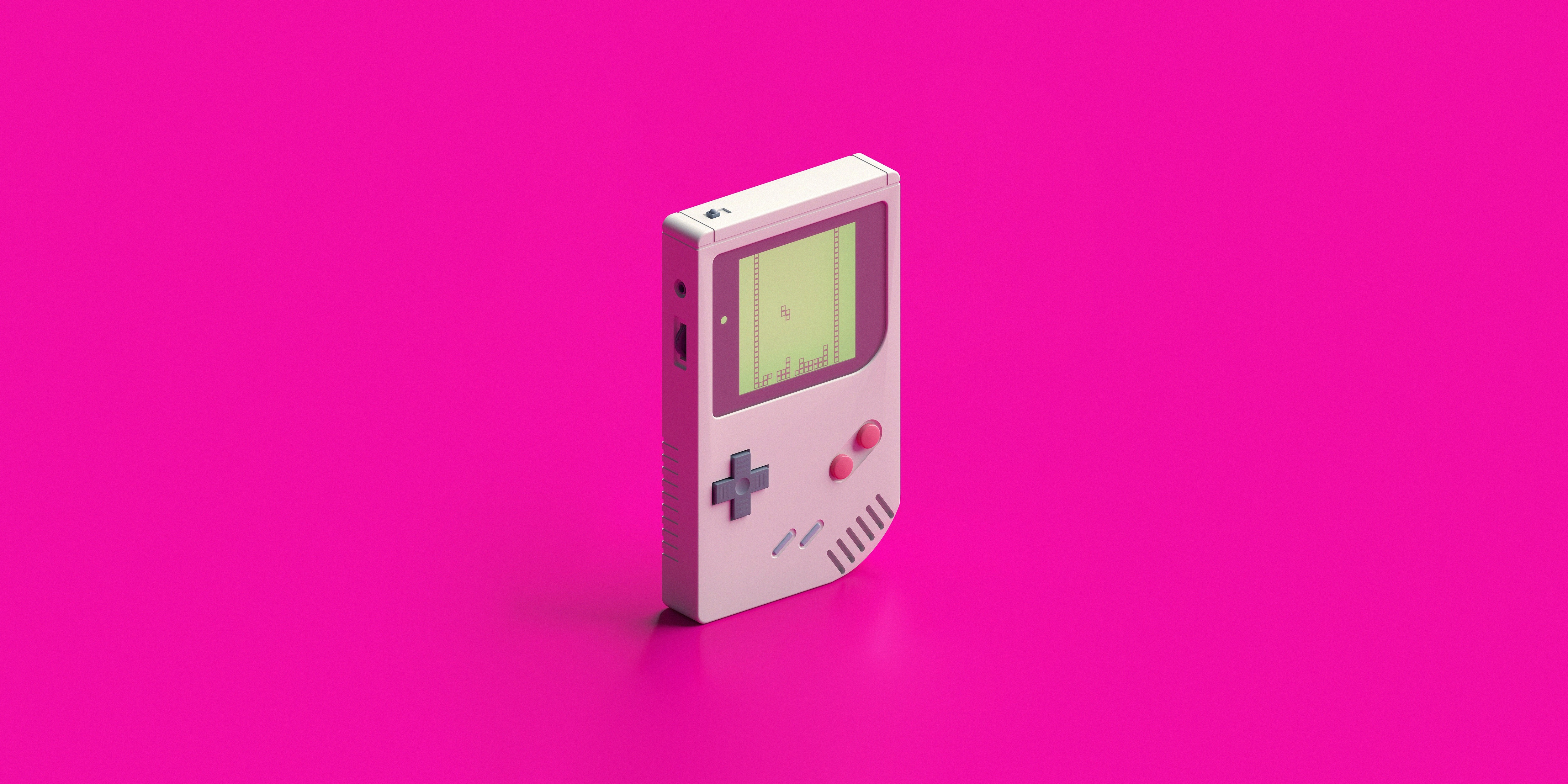 General 5000x2500 simple background pink background retro games video games GameBoy Nintendo pink synthwave LoFi magenta