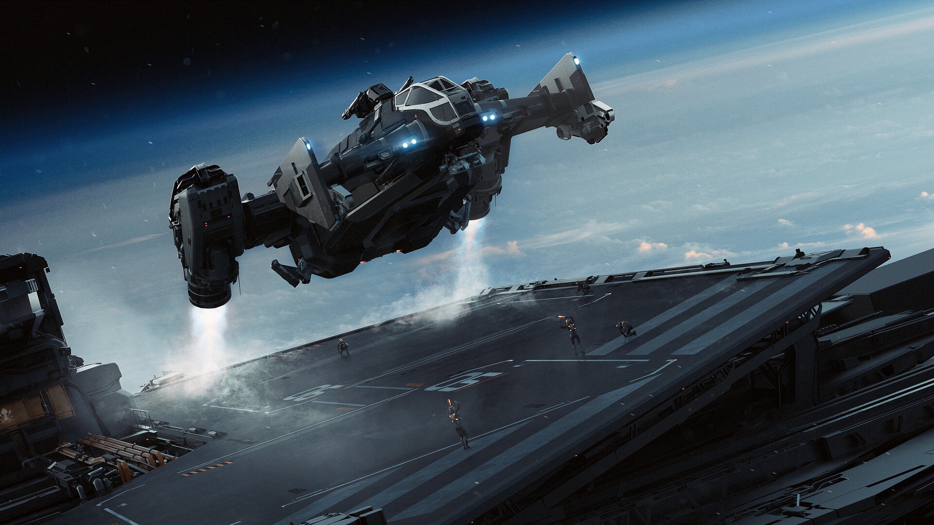 General 1920x1080 render science fiction PC gaming vehicle spaceship Star Citizen Cutlass Black