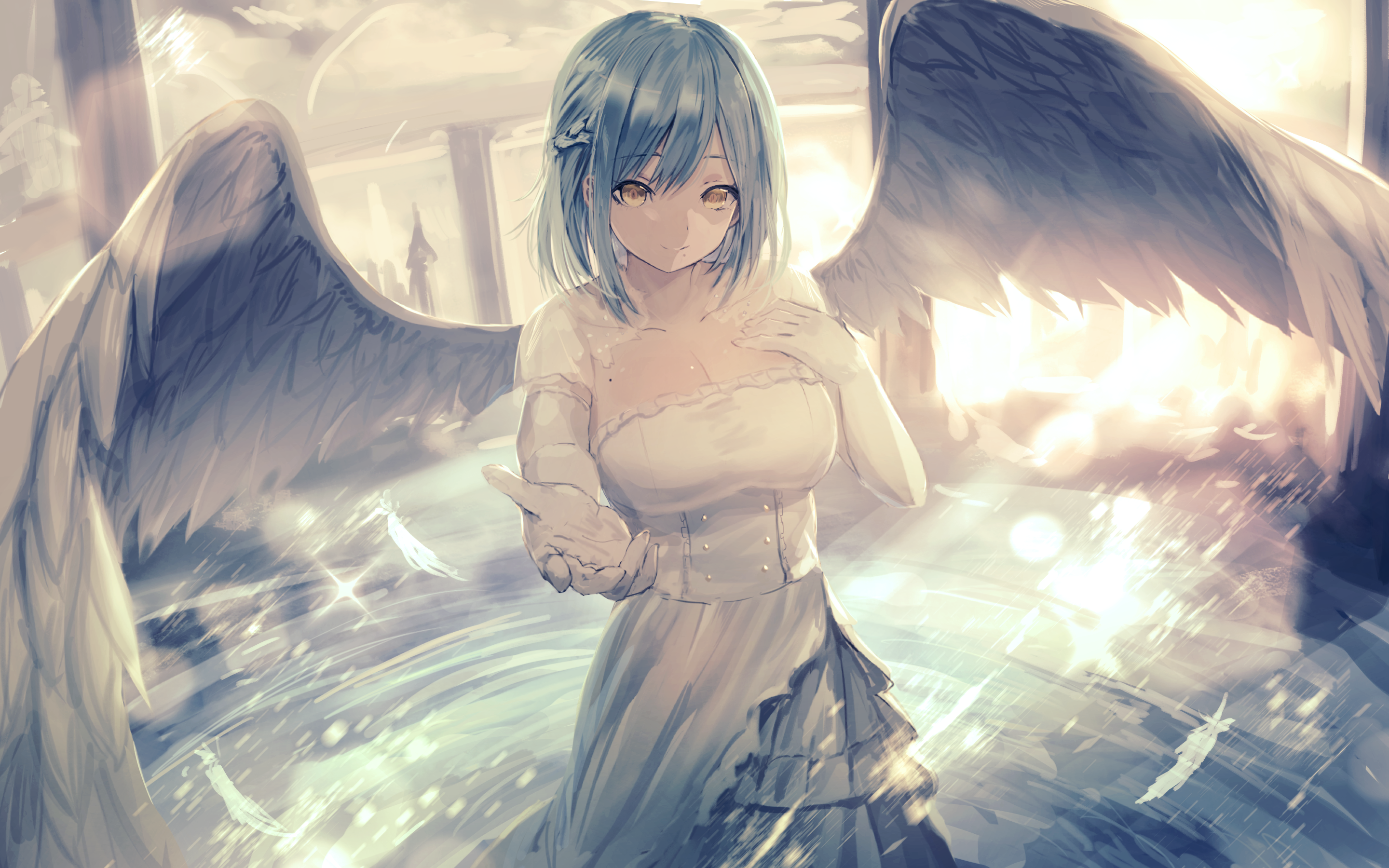 Anime 2880x1800 anime girls anime digital art Moira (nijisanji( angel wings Misaki Nonaka