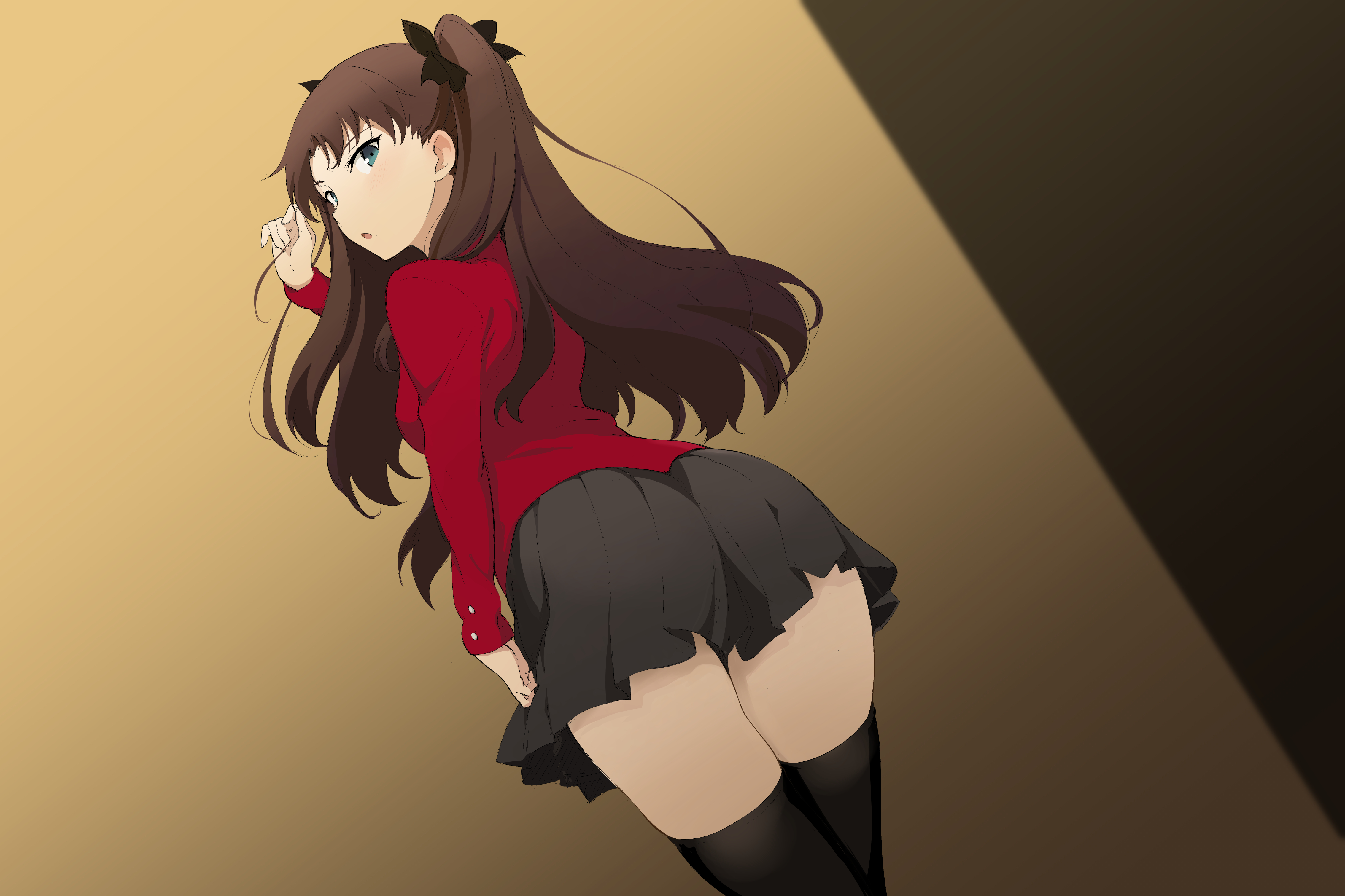 Anime 4534x3022 anime anime girls Fate/Stay Night Tohsaka Rin skirt thigh-highs ass Fate series Kyokucho artwork